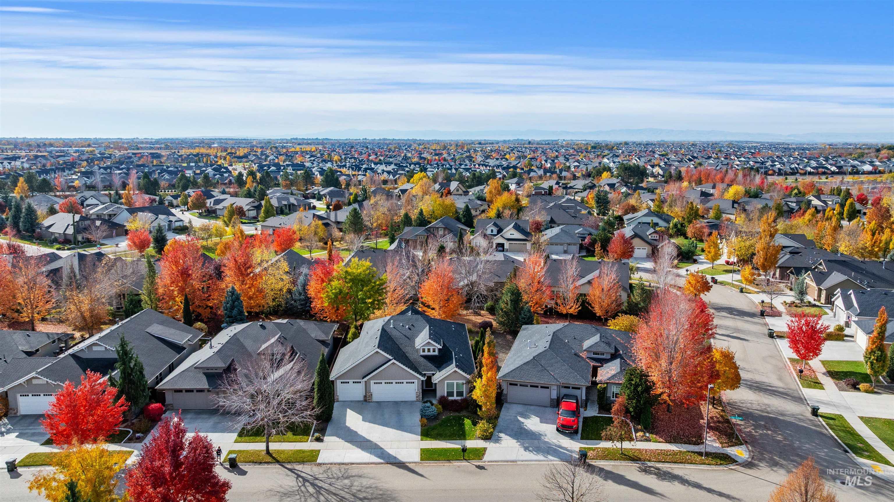 Aerial perspective of suburban area