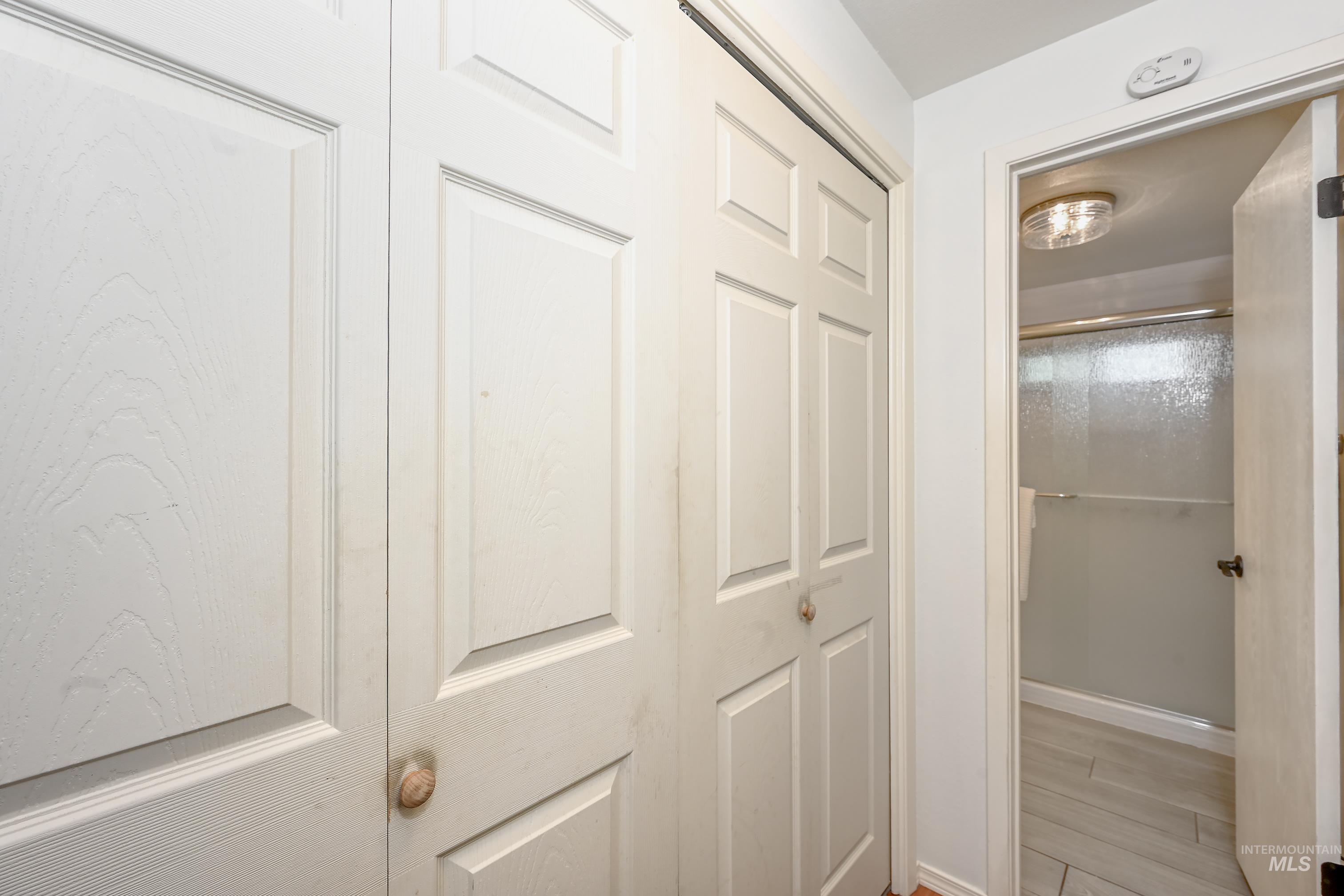 Detailed view of wood finished floors and baseboards