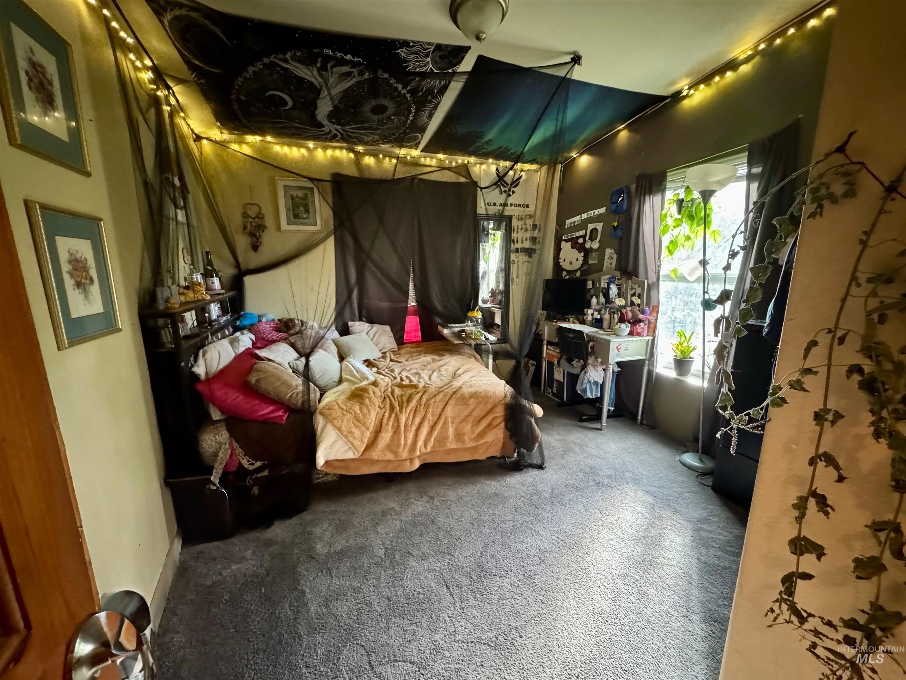 Bedroom with carpet flooring