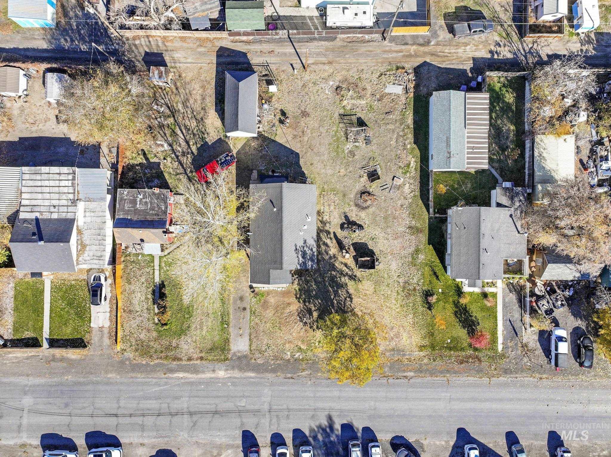Aerial overview of property's location with nearby suburban area