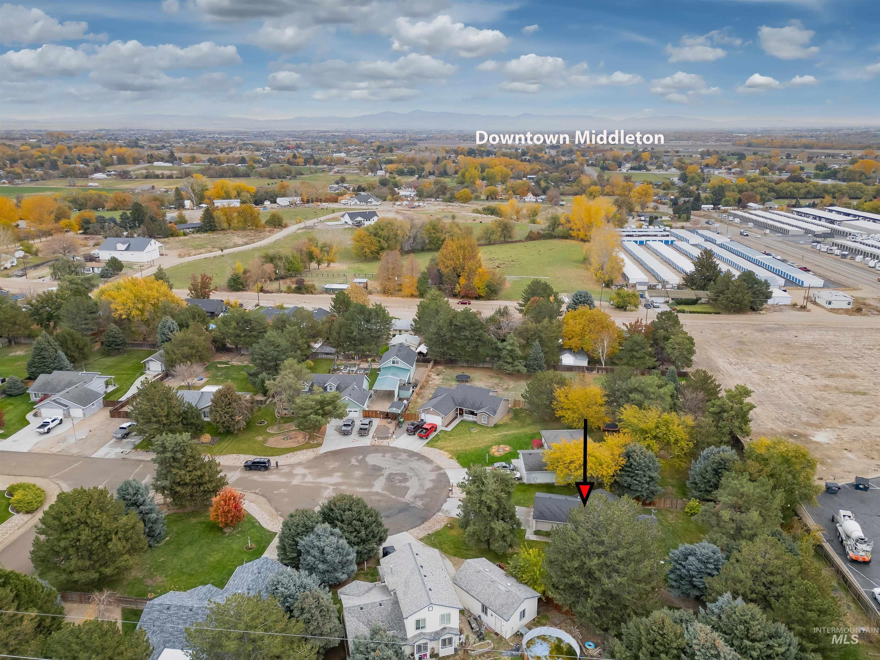 Aerial view of residential area
