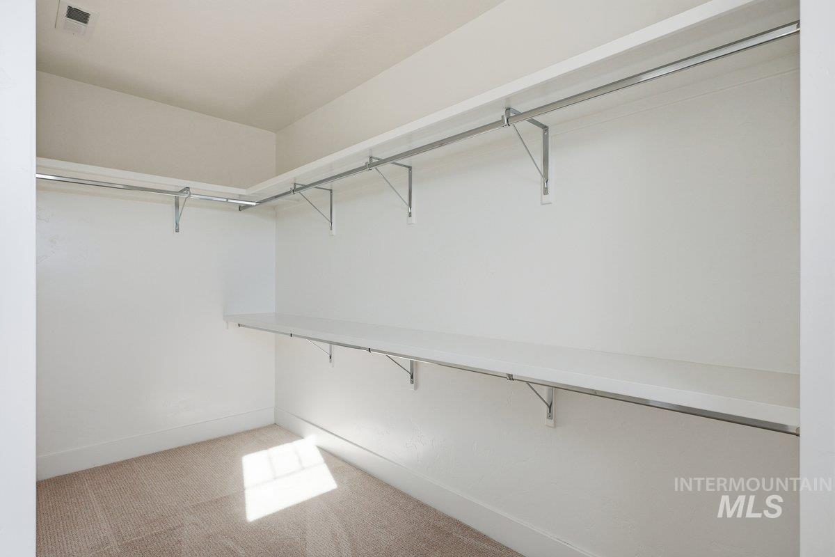 Spacious closet with carpet flooring