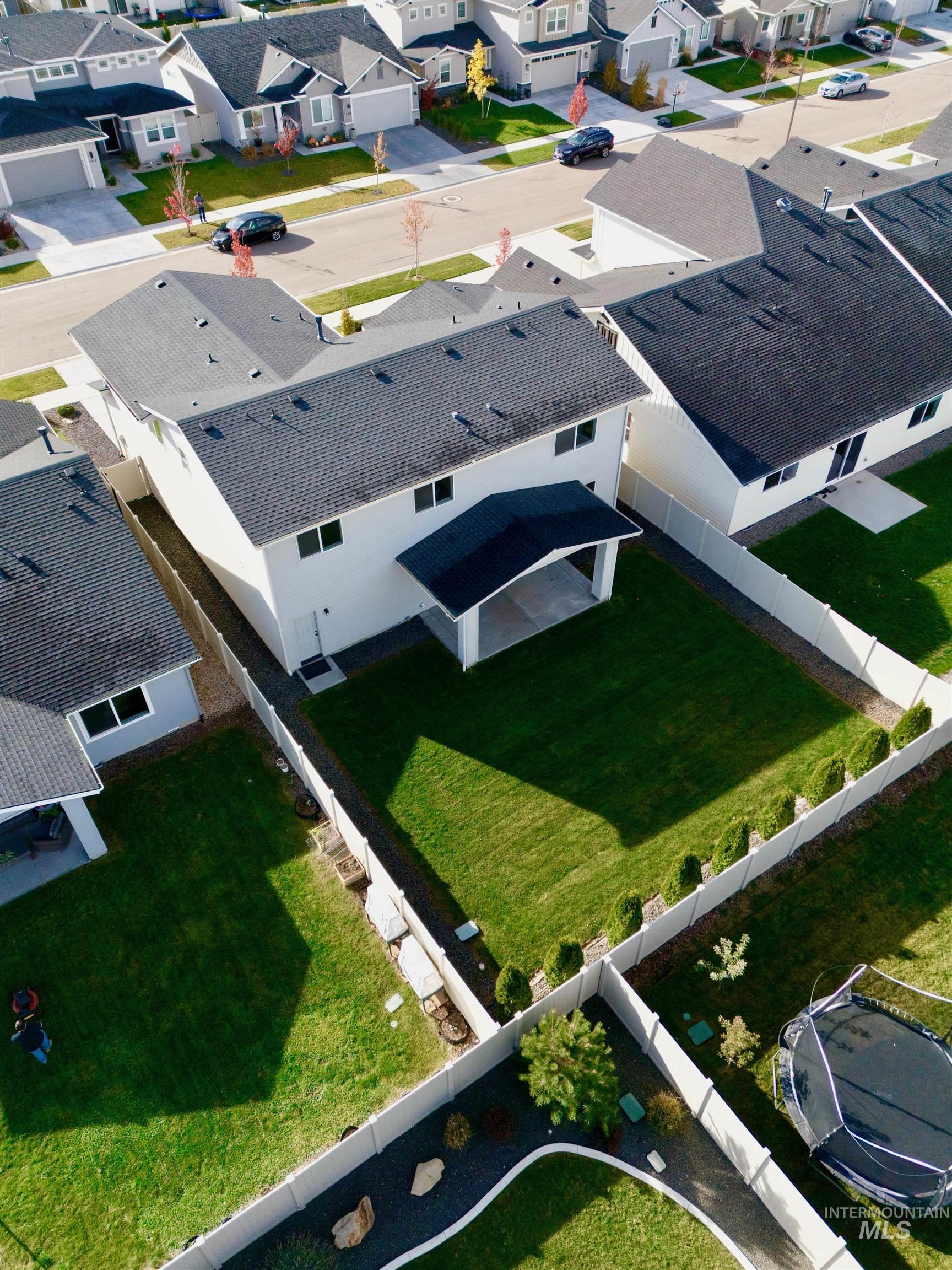 Aerial perspective of suburban area