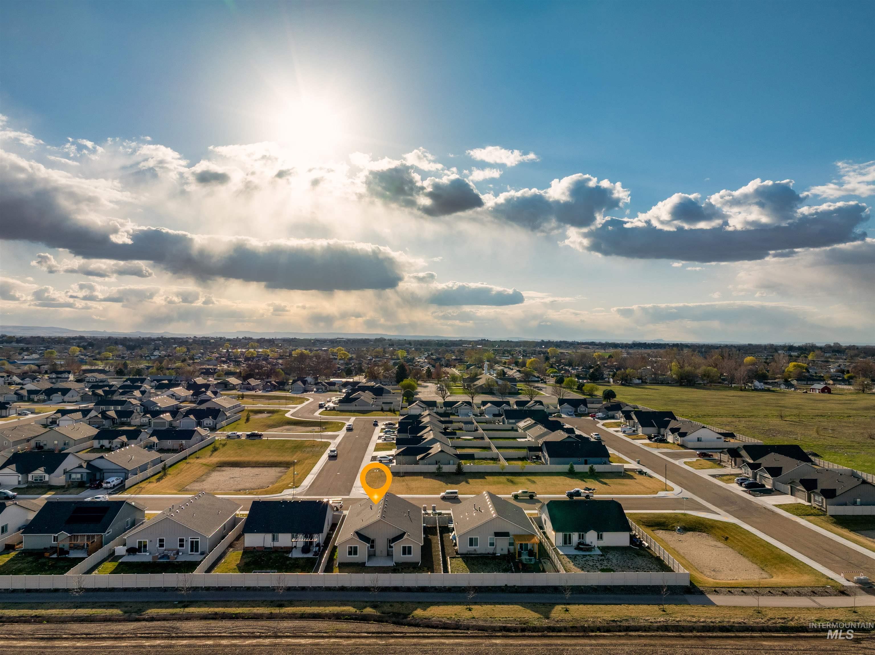 Aerial view of residential area