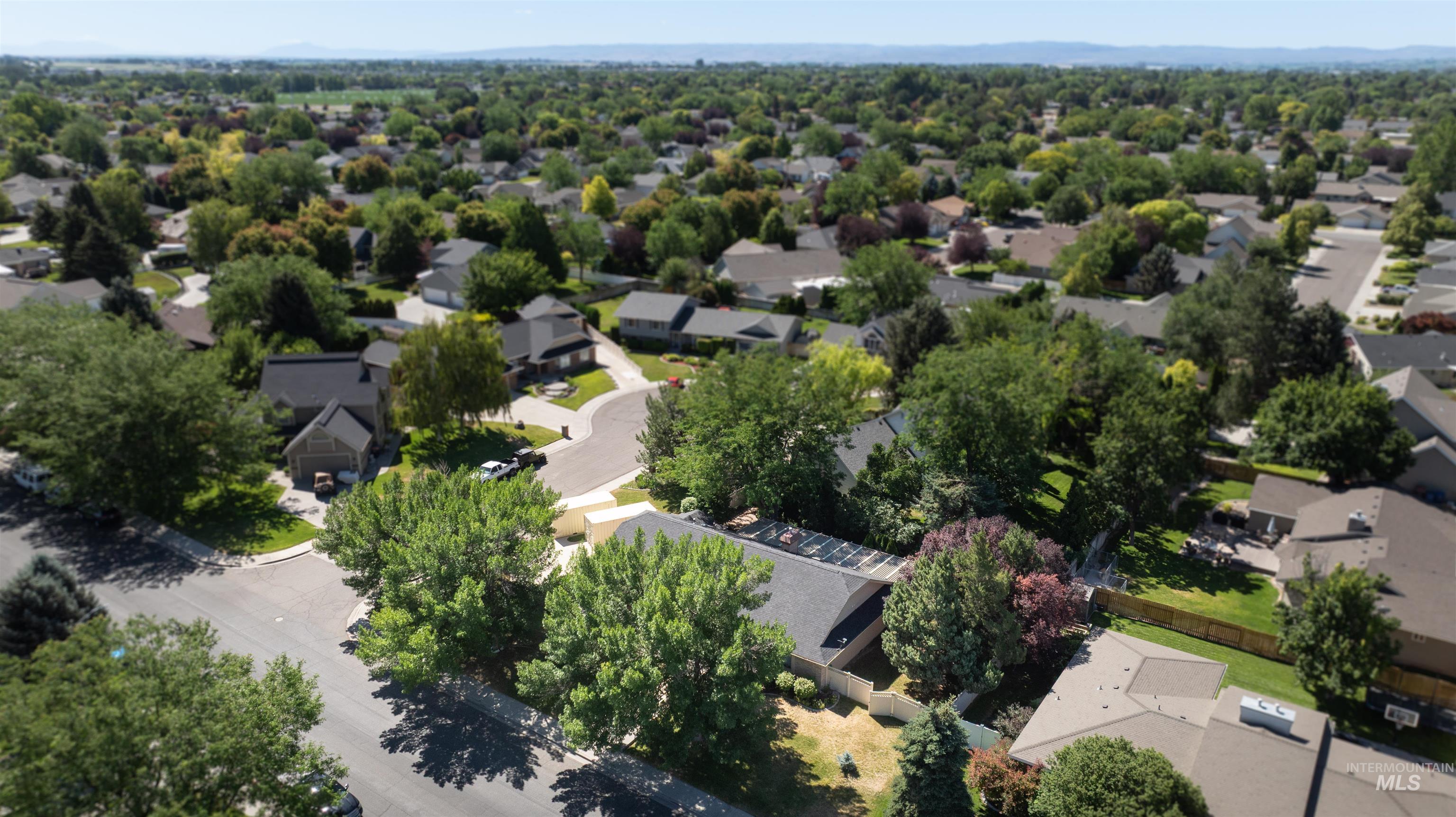 Aerial perspective of suburban area