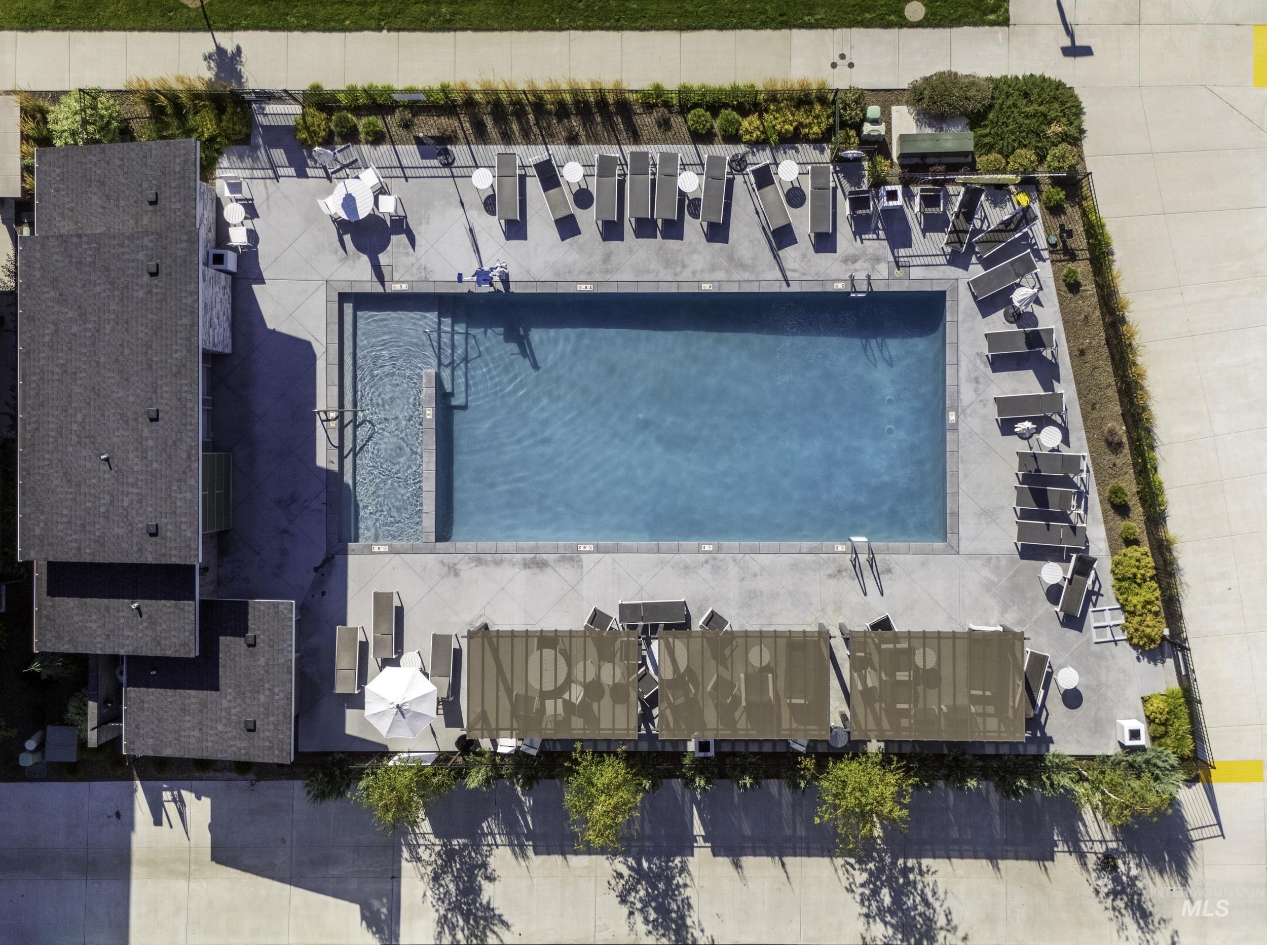 Aerial view of a pool area