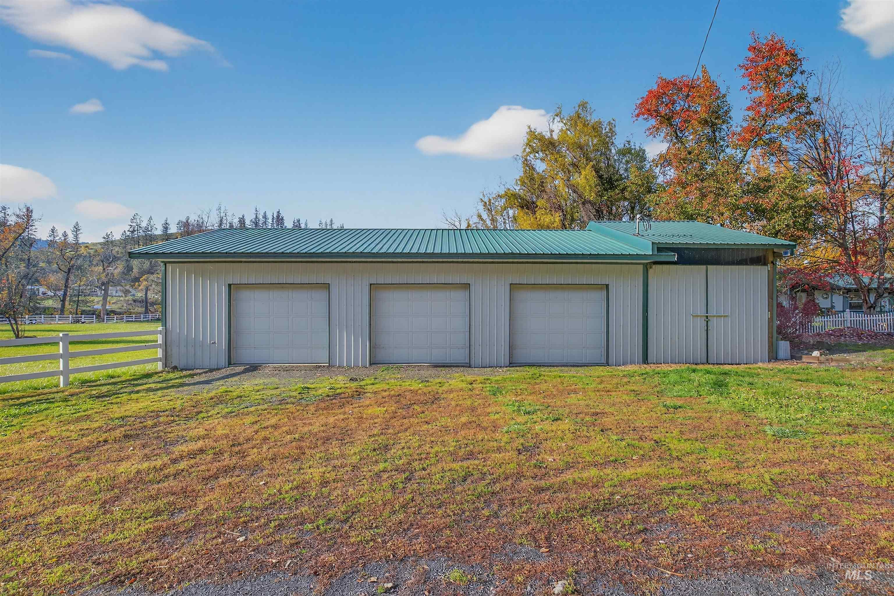 View of detached garage