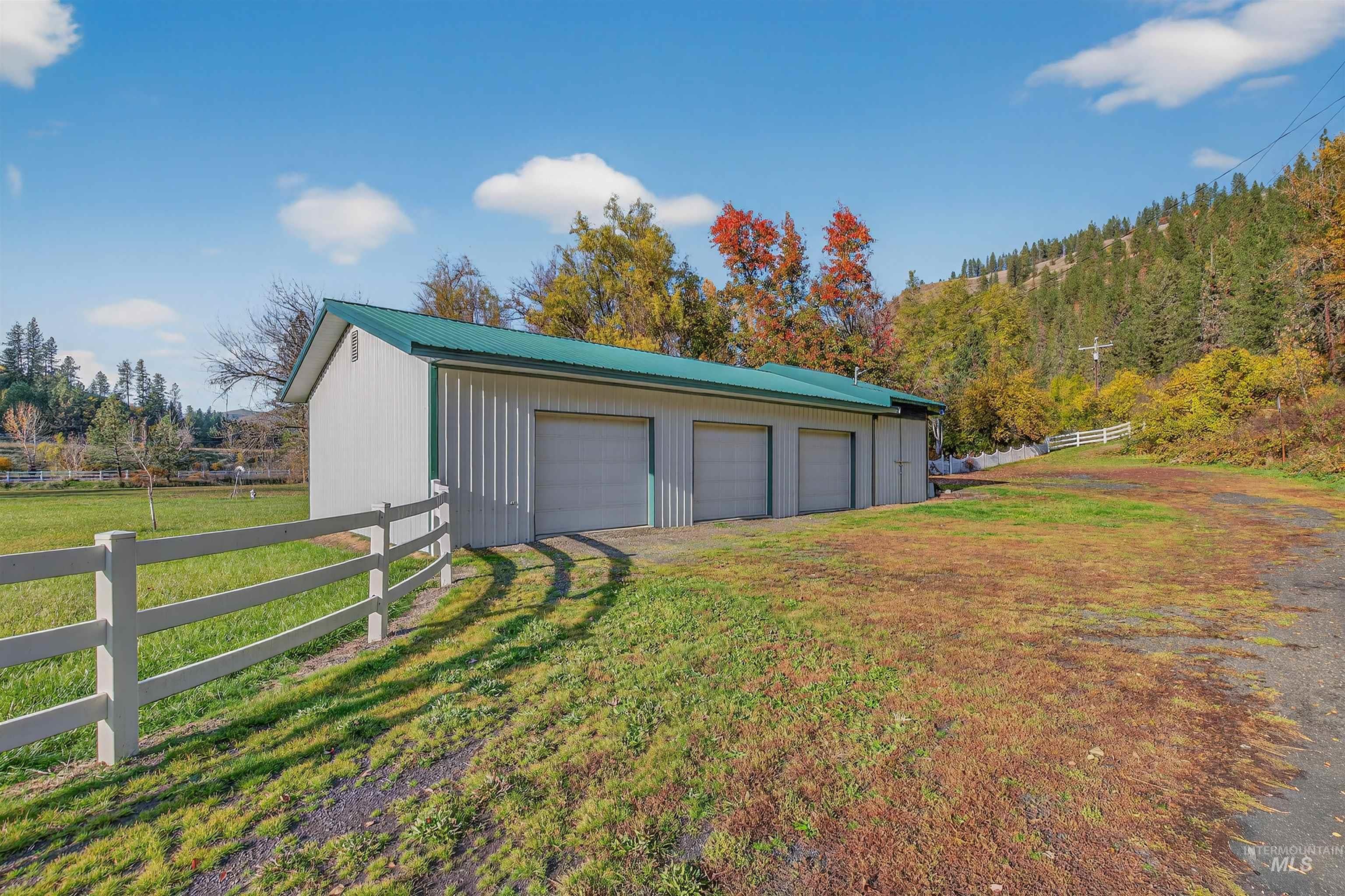 View of detached garage