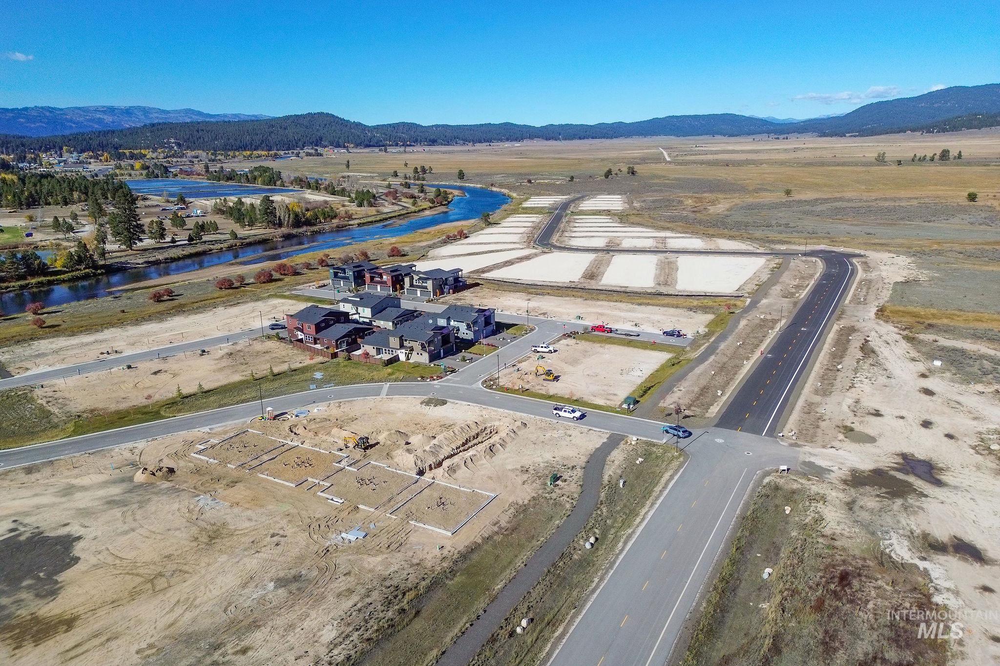 Aerial view of a water and mountain view