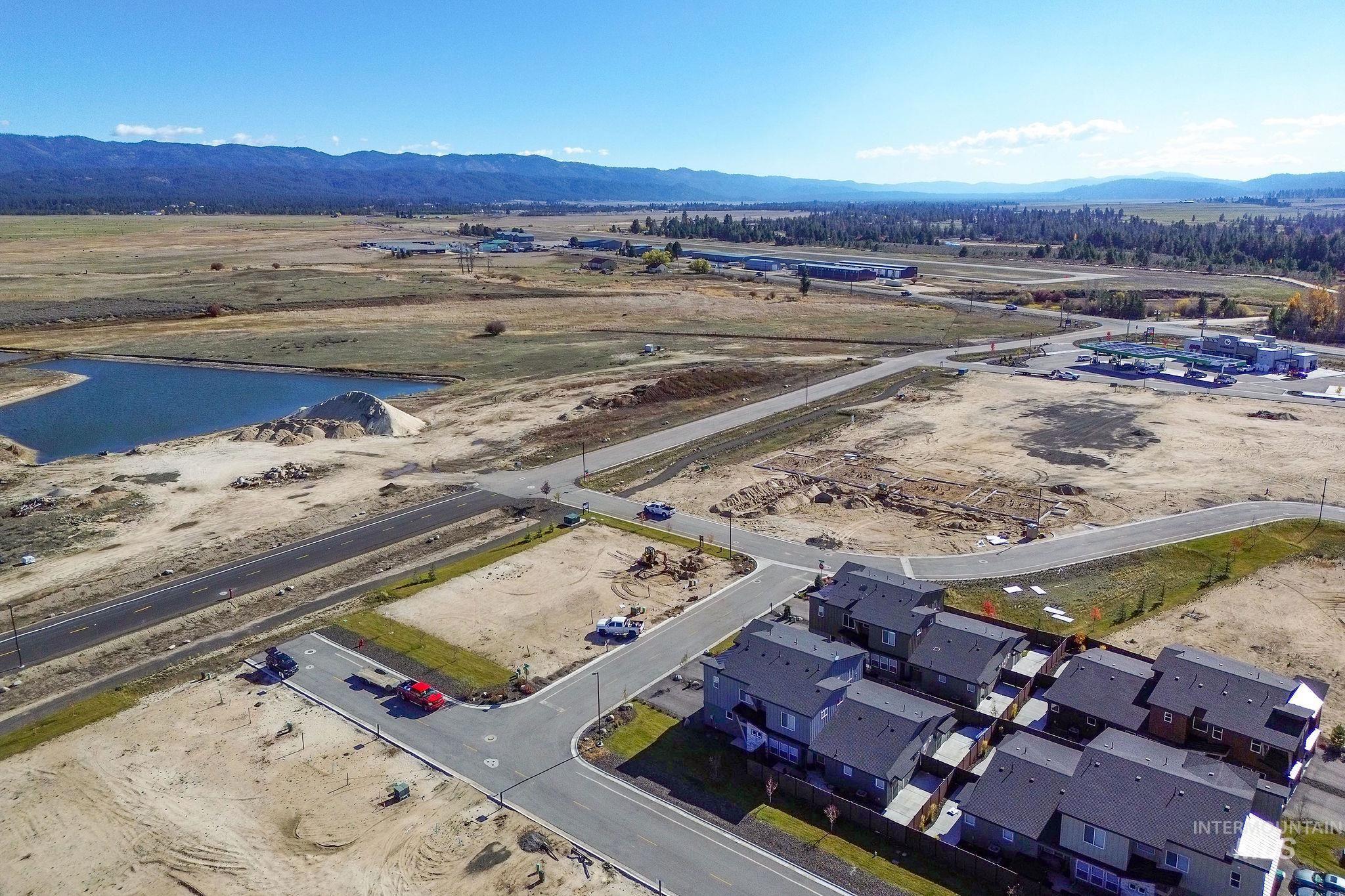 Aerial view of a mountain backdrop
