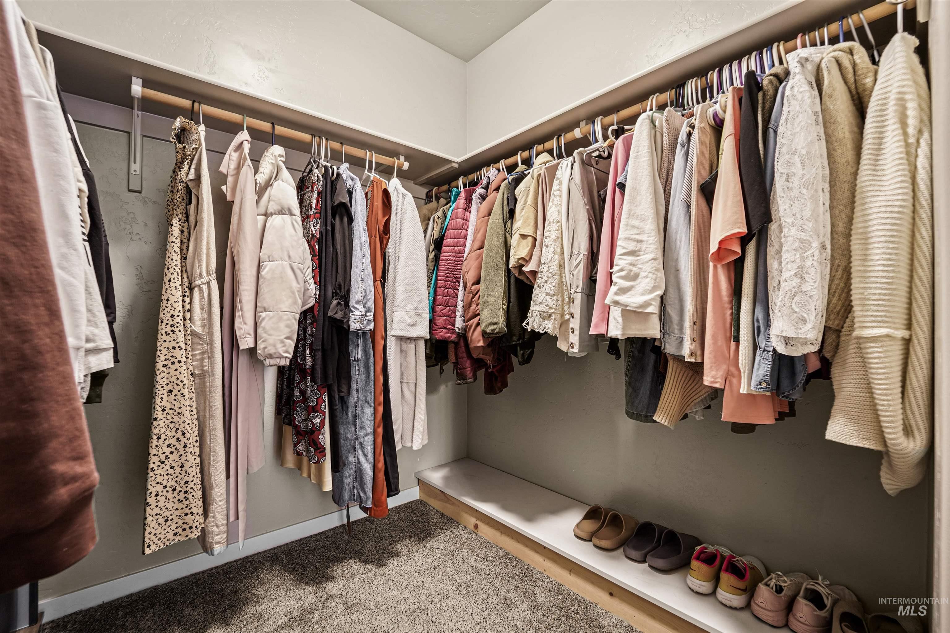 Walk in closet with carpet