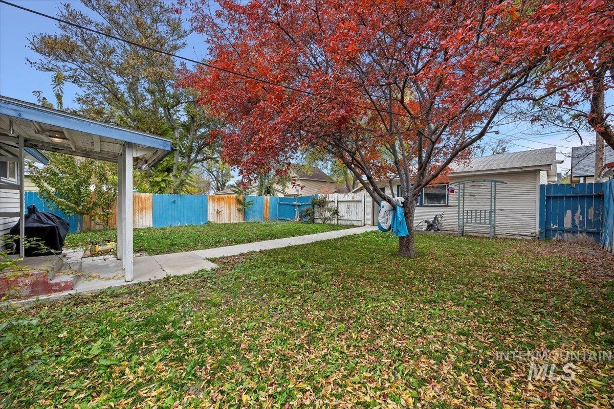 View of fenced backyard