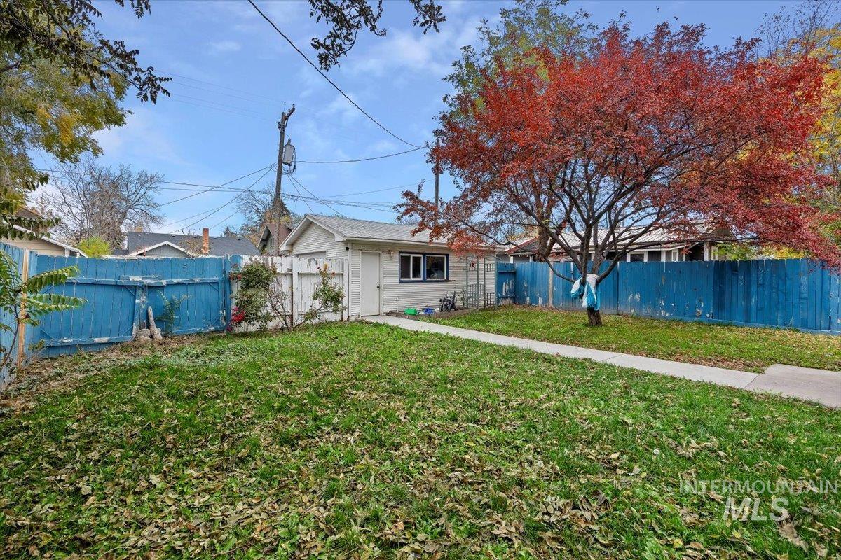 Back of property featuring a fenced backyard