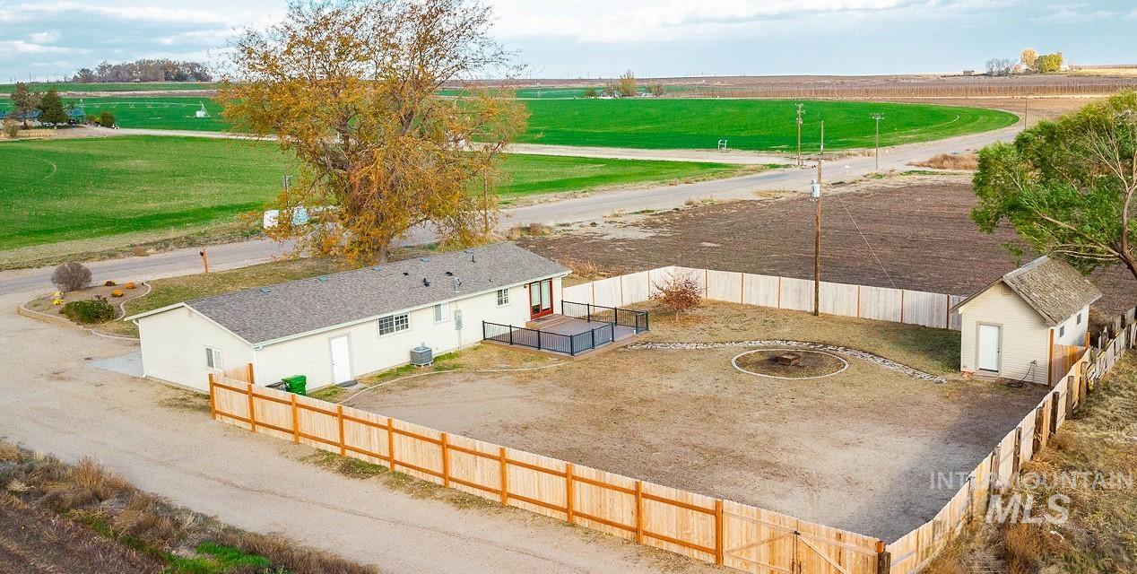 Overview of rural landscape with extensive farmland