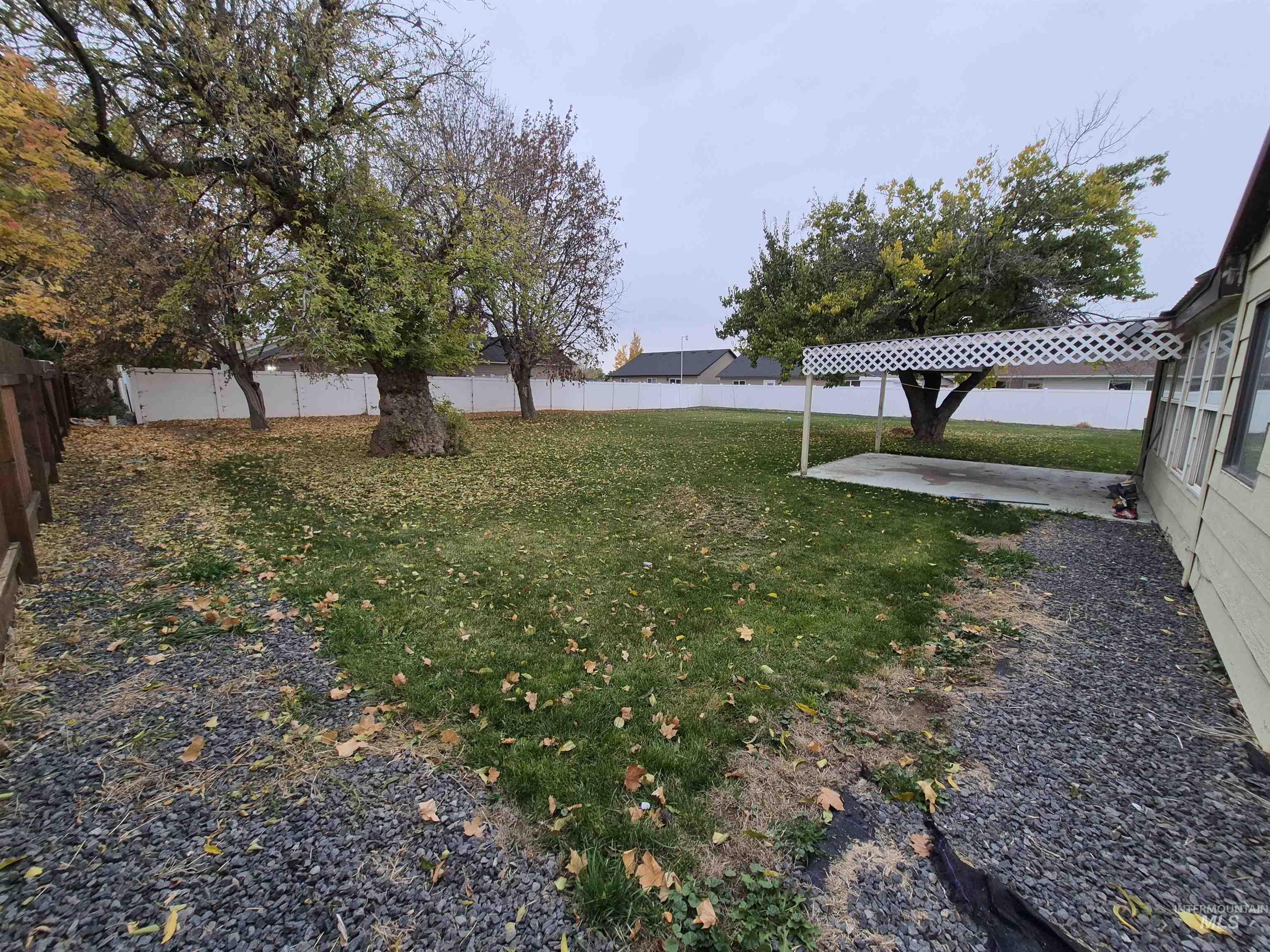 View of fenced backyard