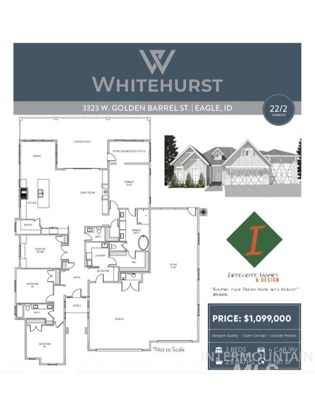 3323 W Golden Barrel St., Eagle, Idaho 83616, 4 Bedrooms, 2.5 Bathrooms, Residential For Sale, Price $1,099,000, 98966884