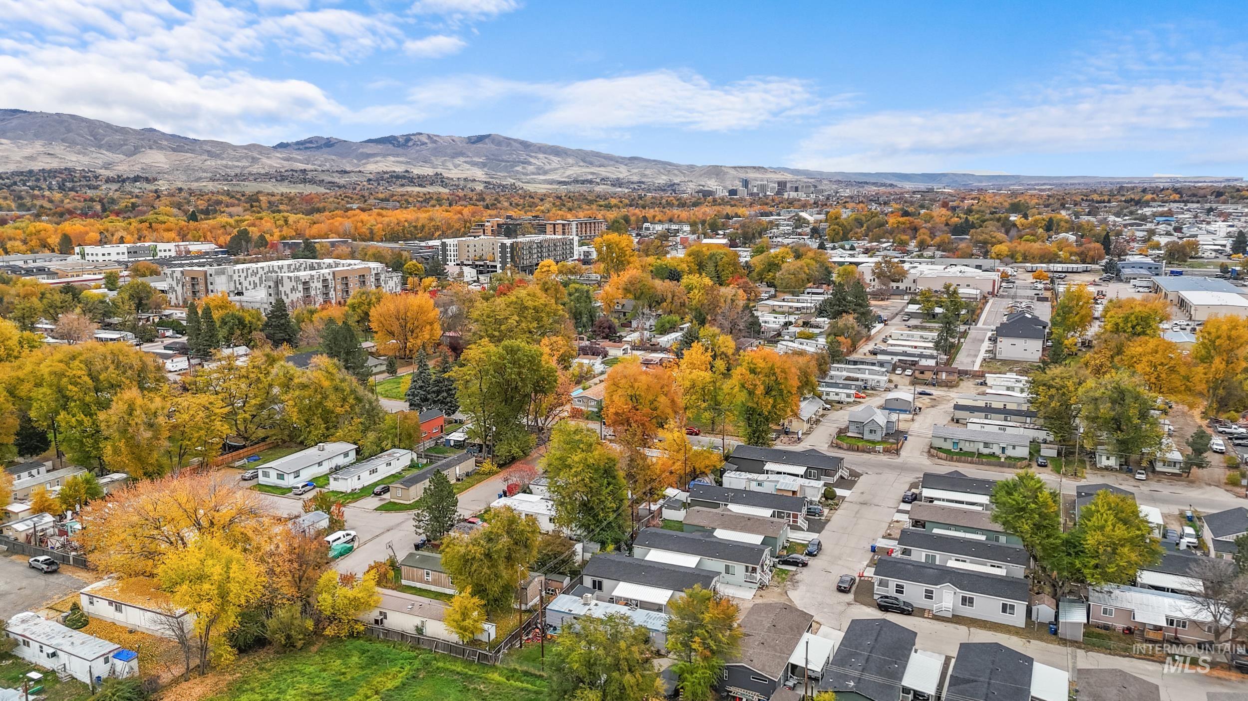 Bird's eye view of a mountainous background