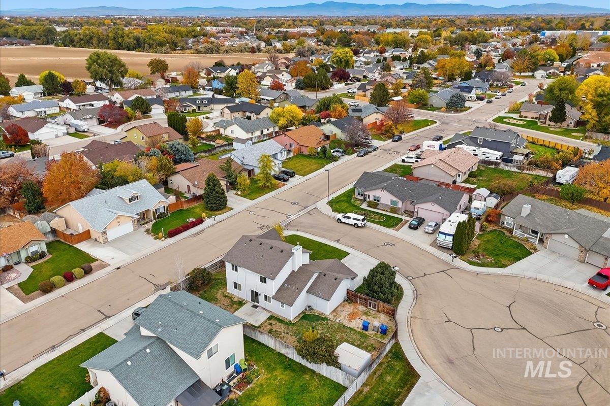 Aerial perspective of suburban area