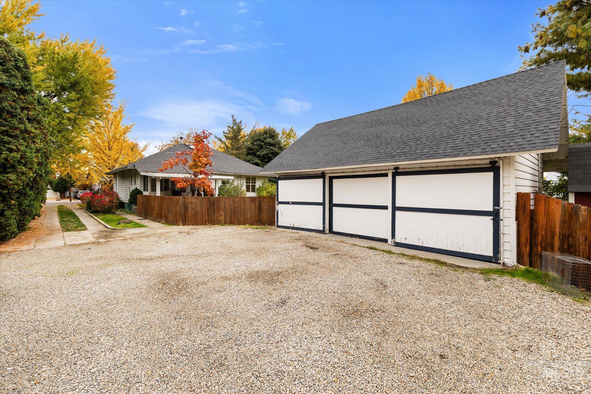 View of detached garage
