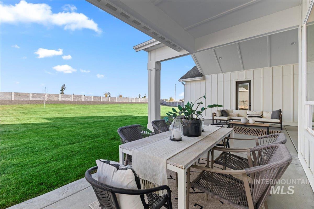 View of patio / terrace with an outdoor hangout area and outdoor dining space