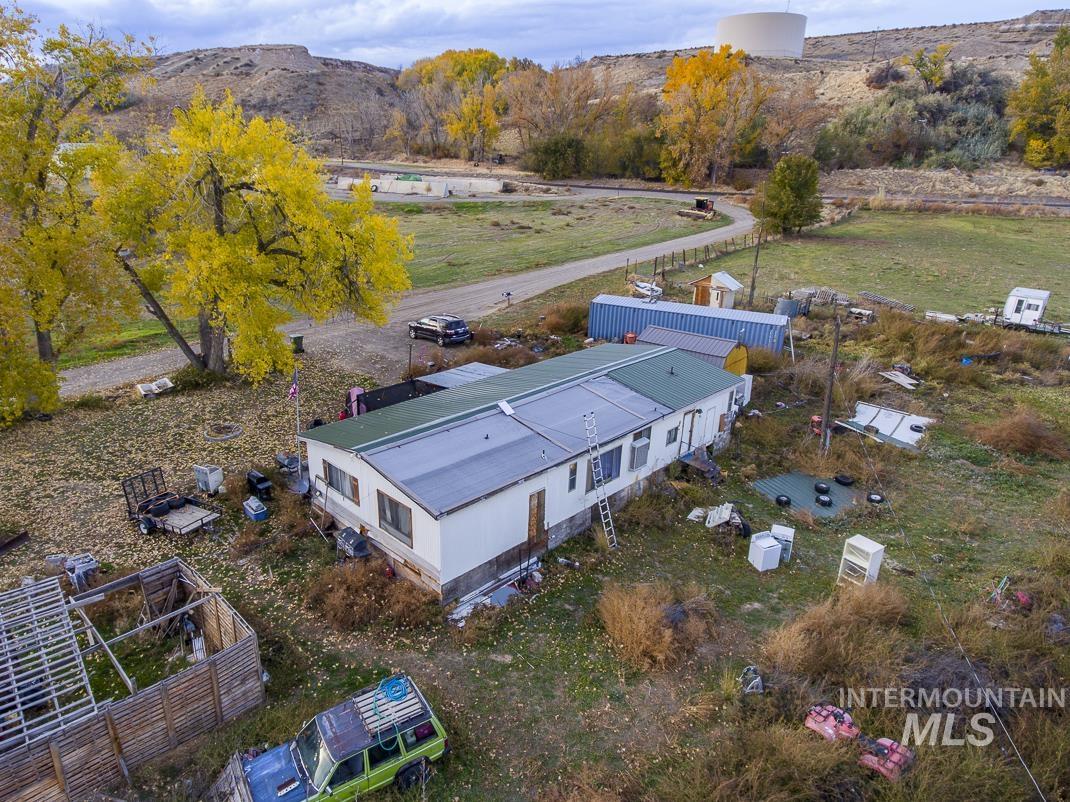 View from above of property featuring mountains