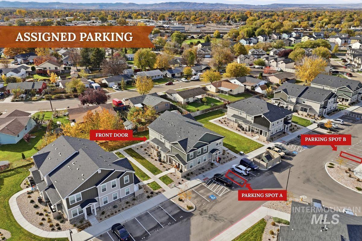 Aerial perspective of suburban area