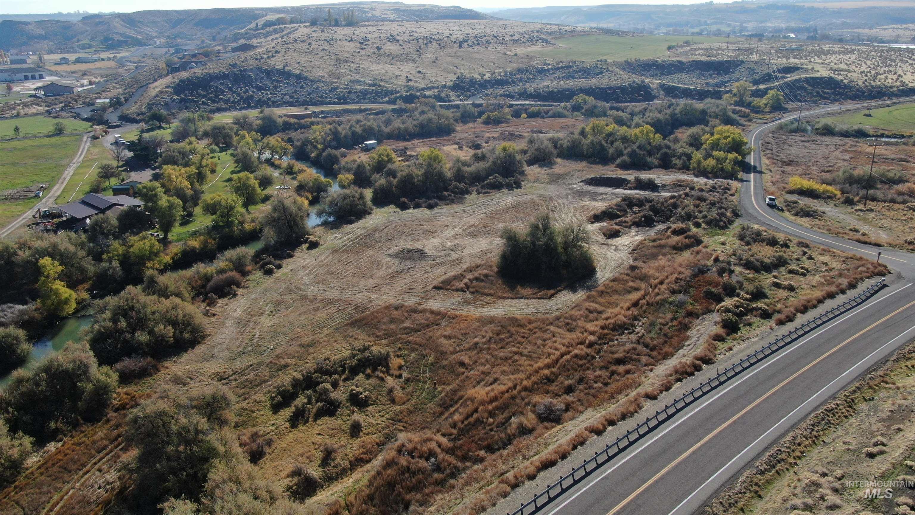 Aerial overview of property's location with rural landscape