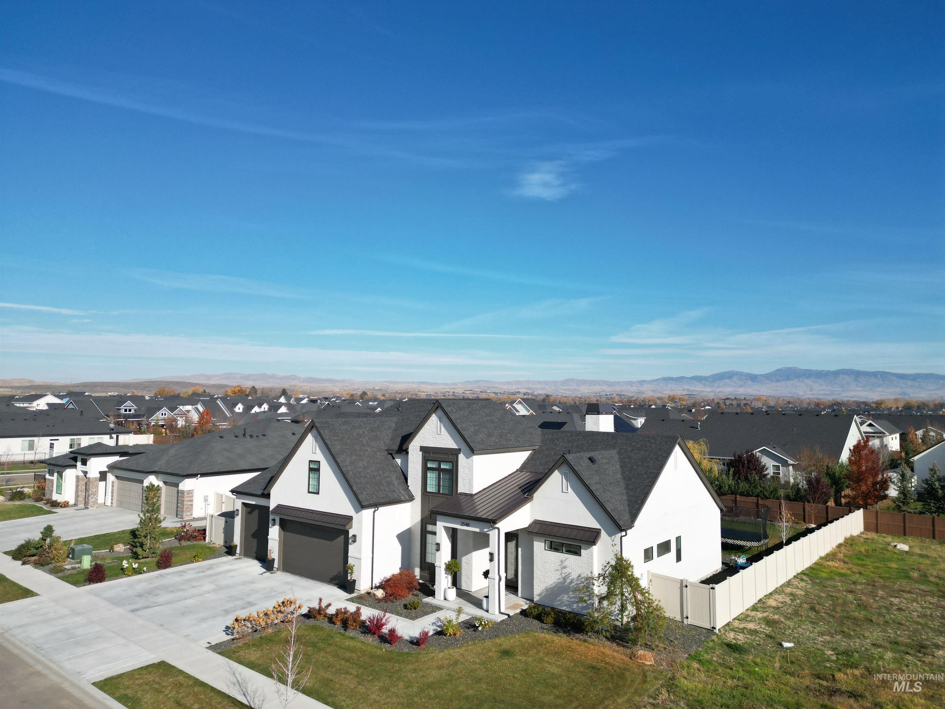 Aerial perspective of suburban area