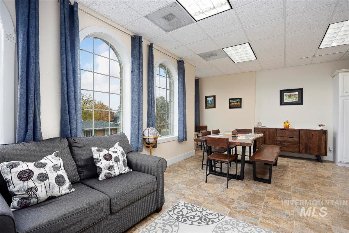 Home office with a paneled ceiling