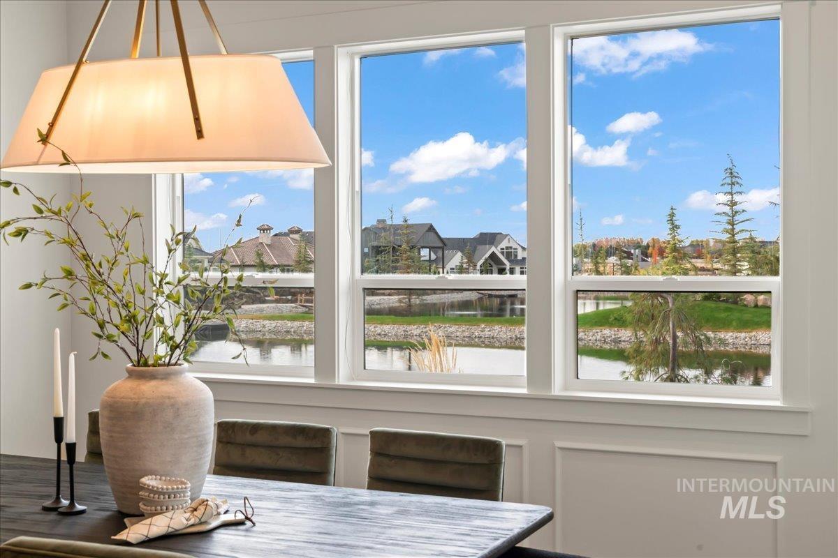 Dining area with a residential view