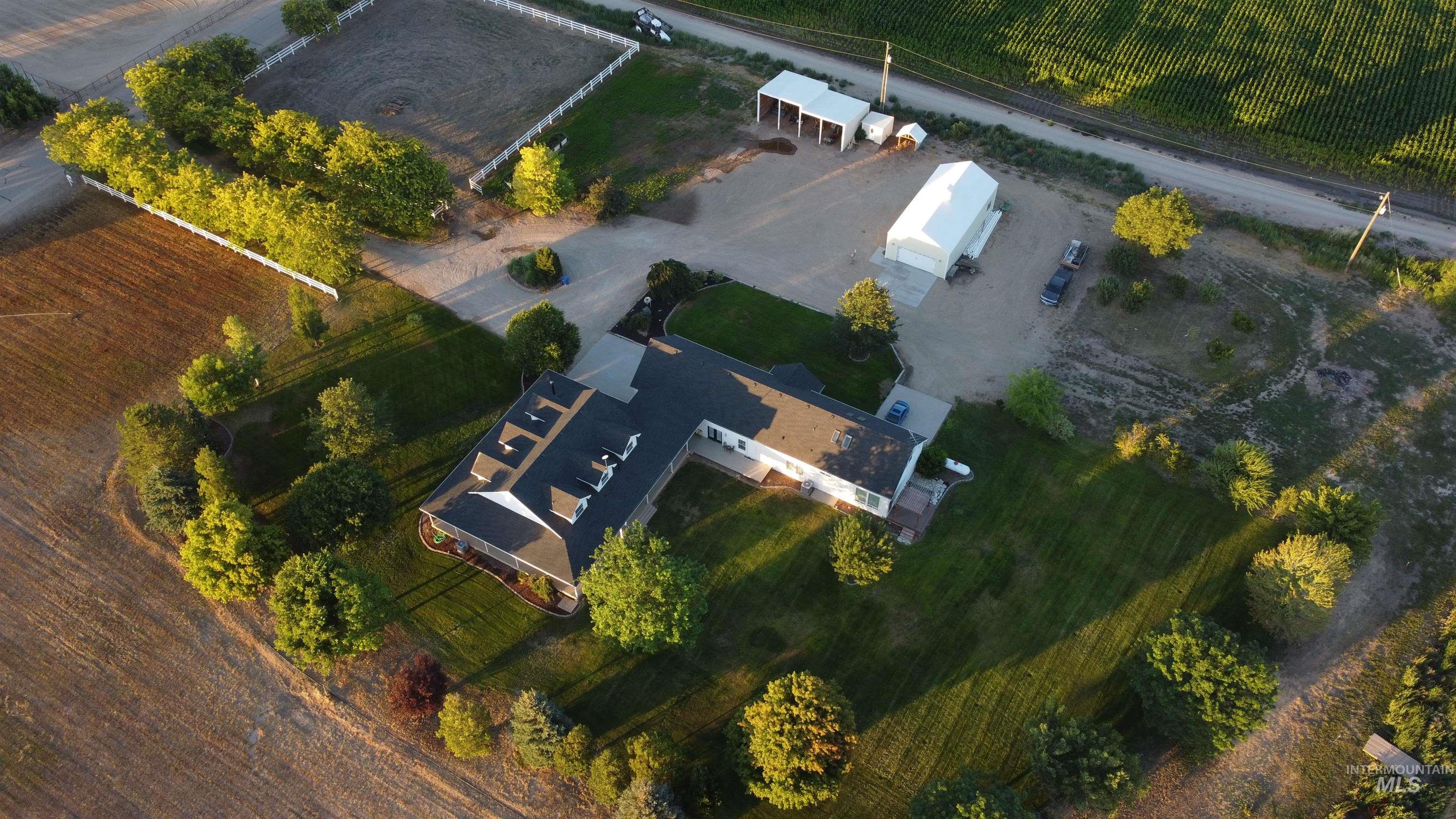 Aerial overview of property's location with rural landscape