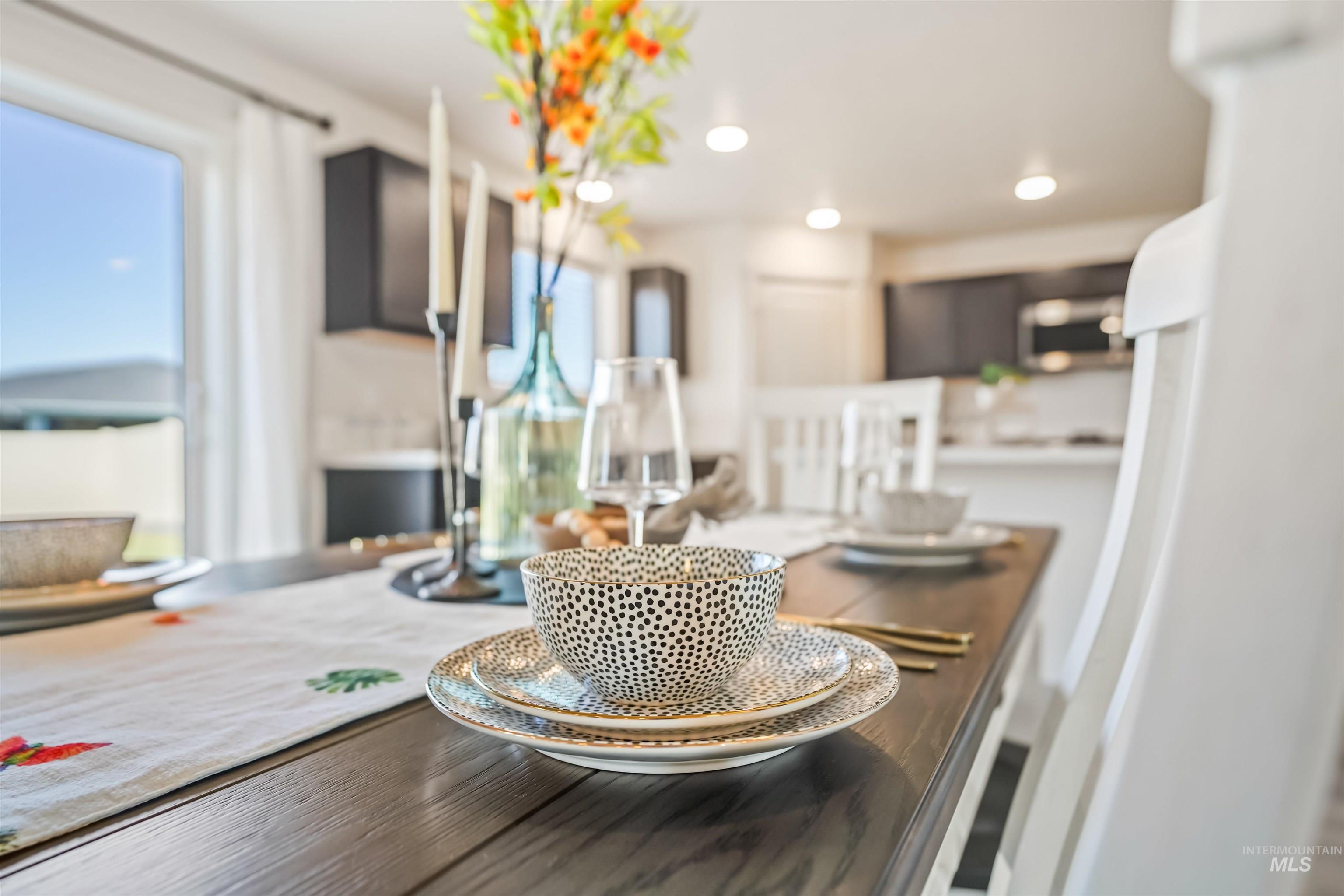 Dining area view of recessed lighting