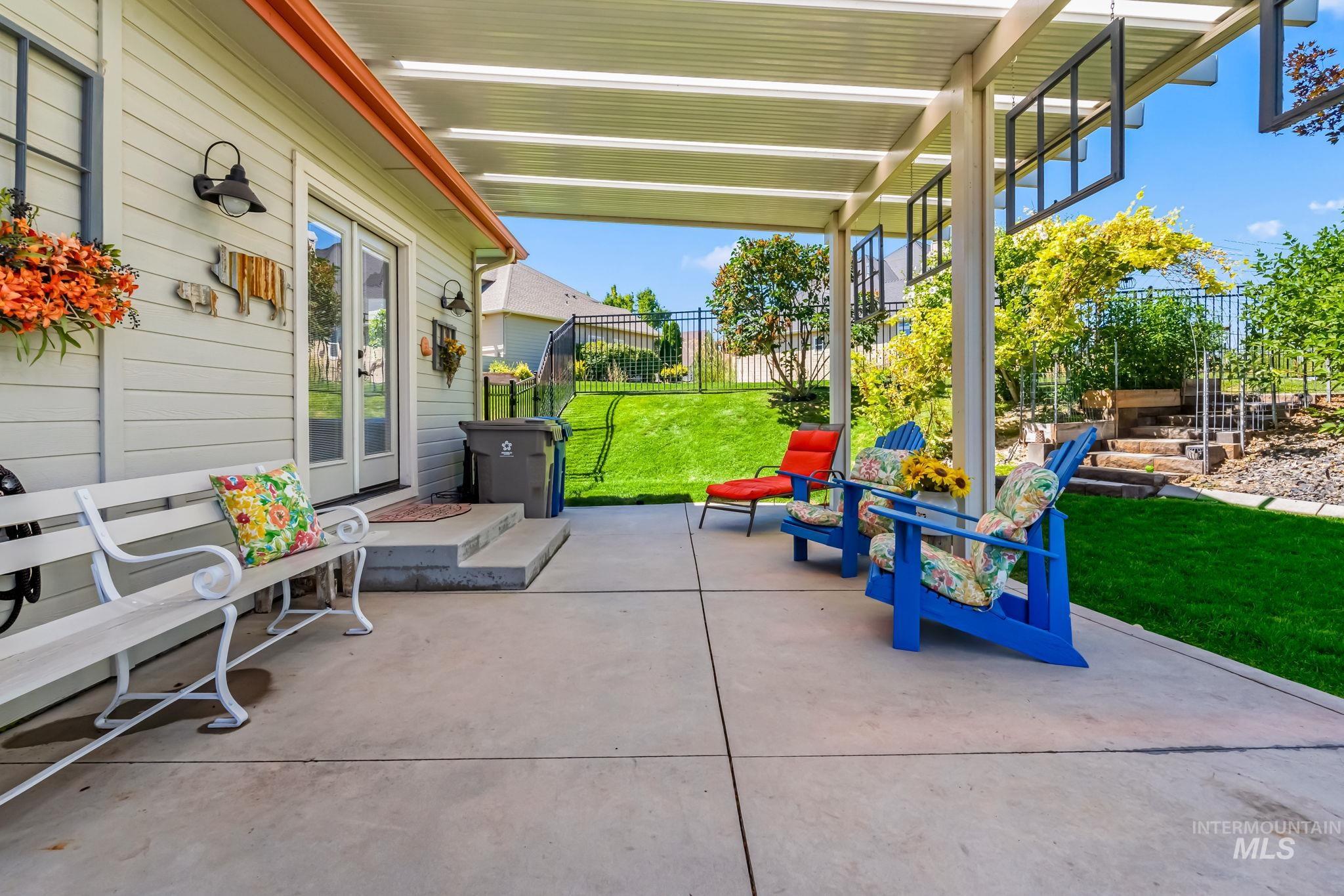 View of patio featuring french doors