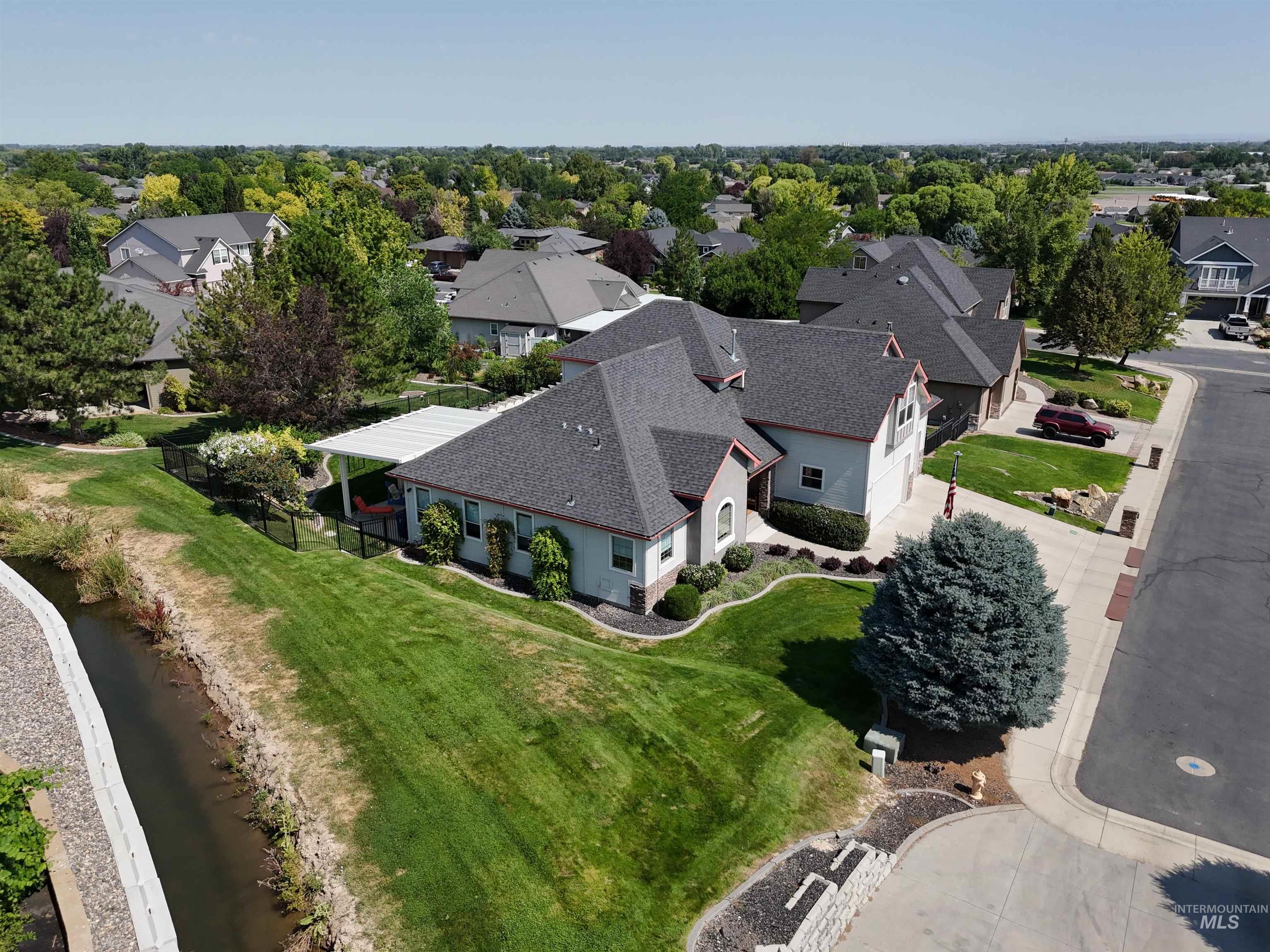 Aerial perspective of suburban area