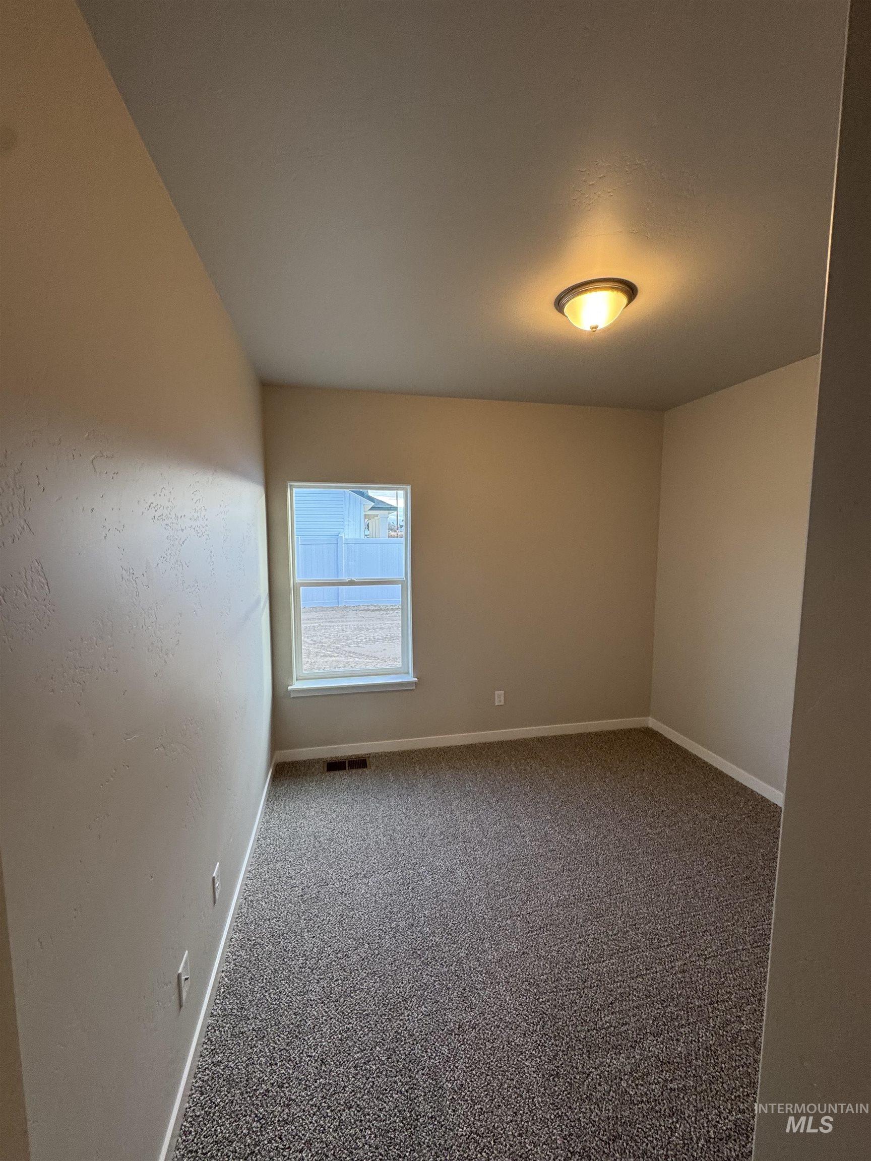 Carpeted empty room with baseboards