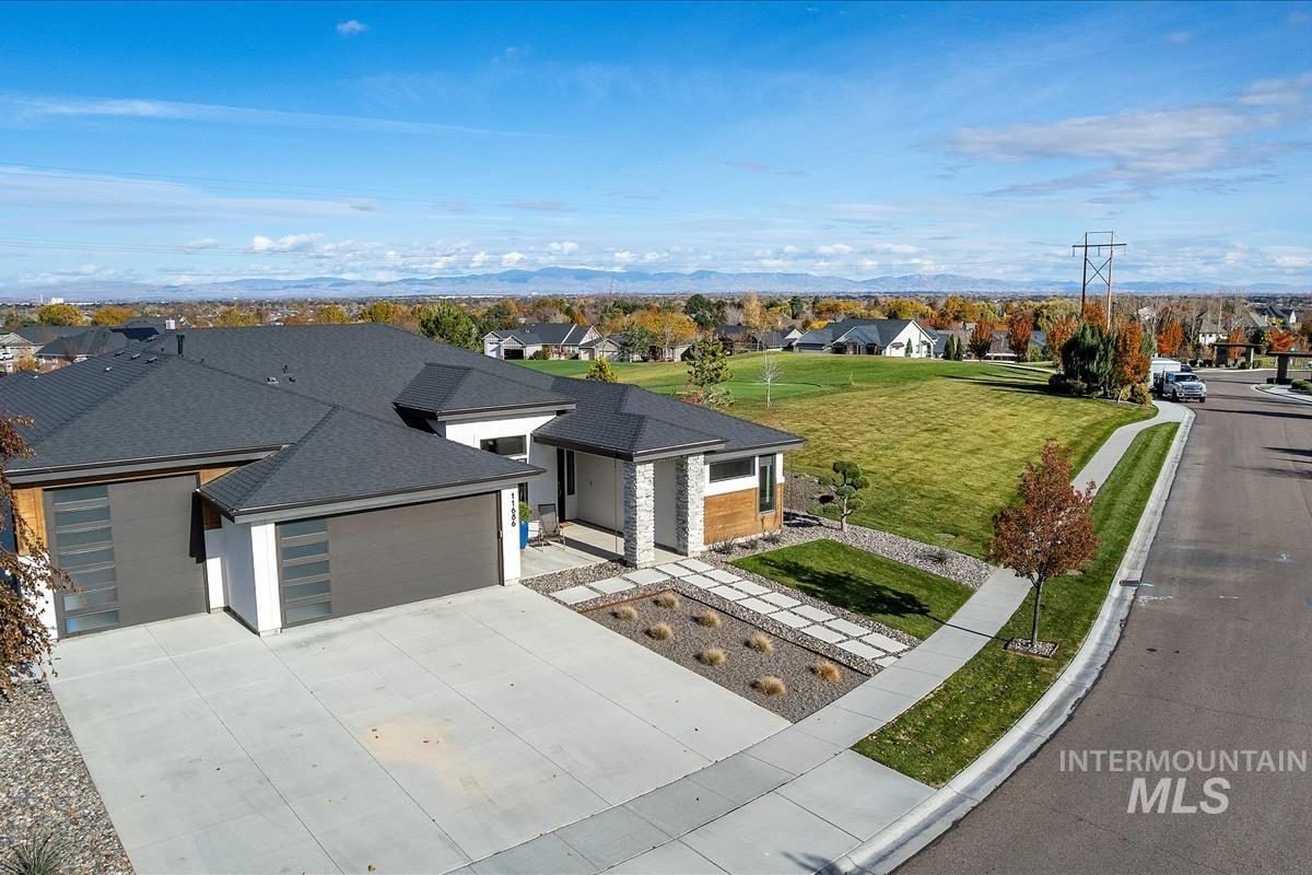Aerial perspective of suburban area