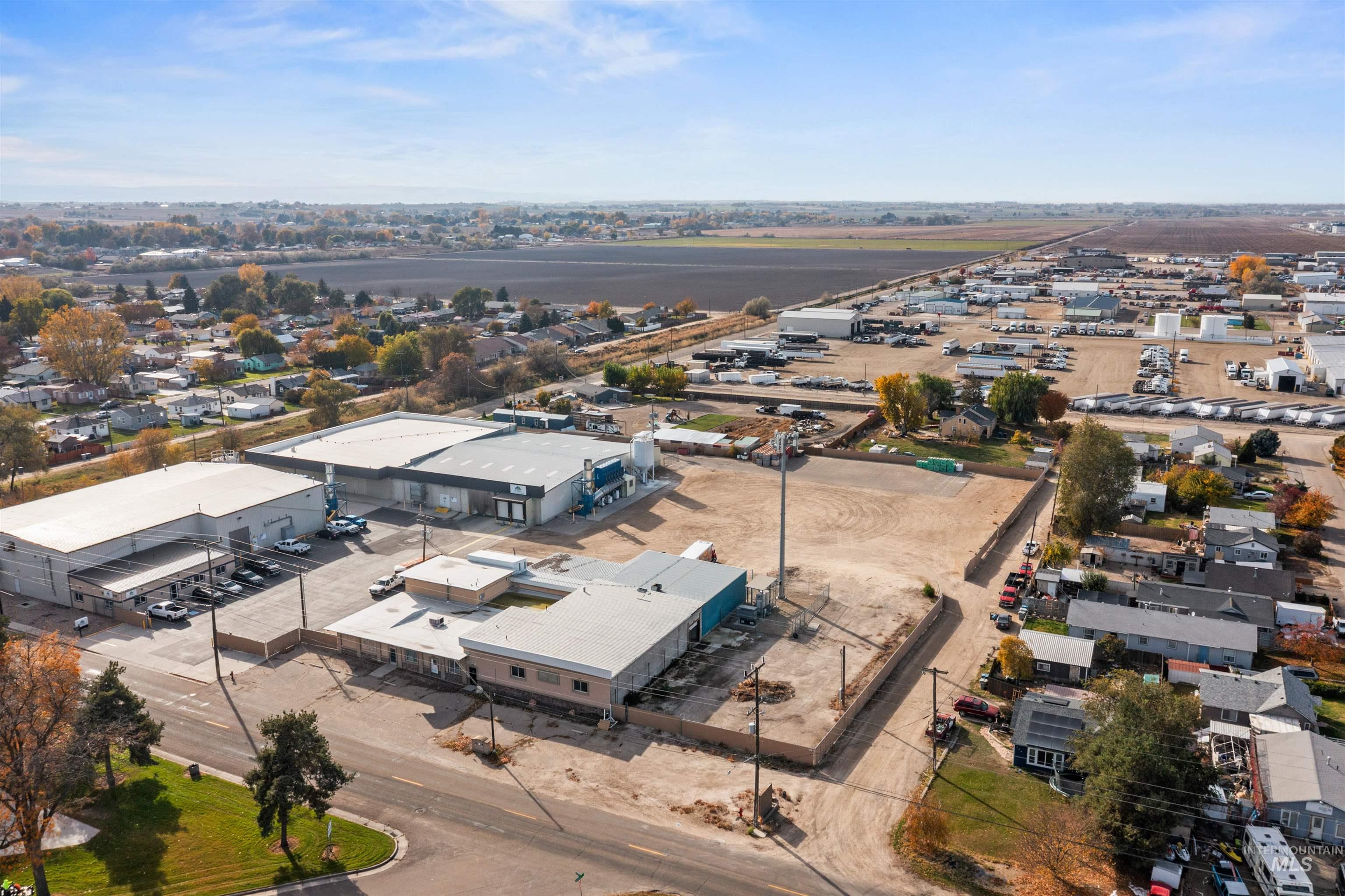 Aerial view of industrial structures