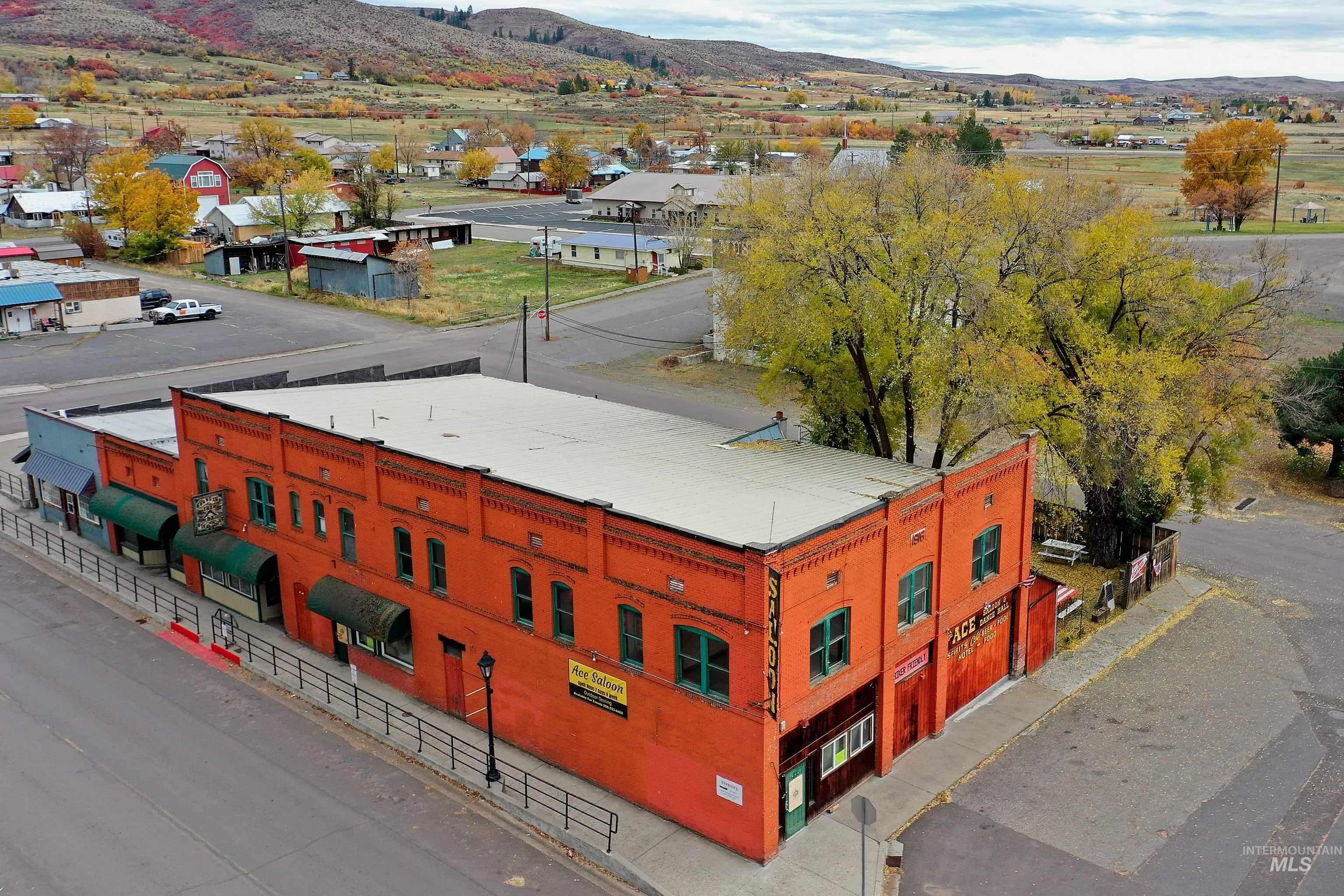Drone / aerial view of a mountainous background