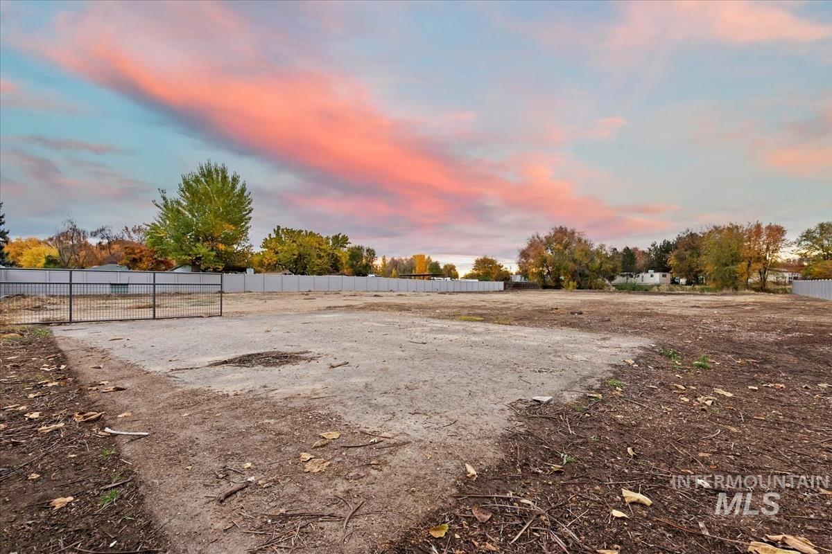 View of yard at dusk
