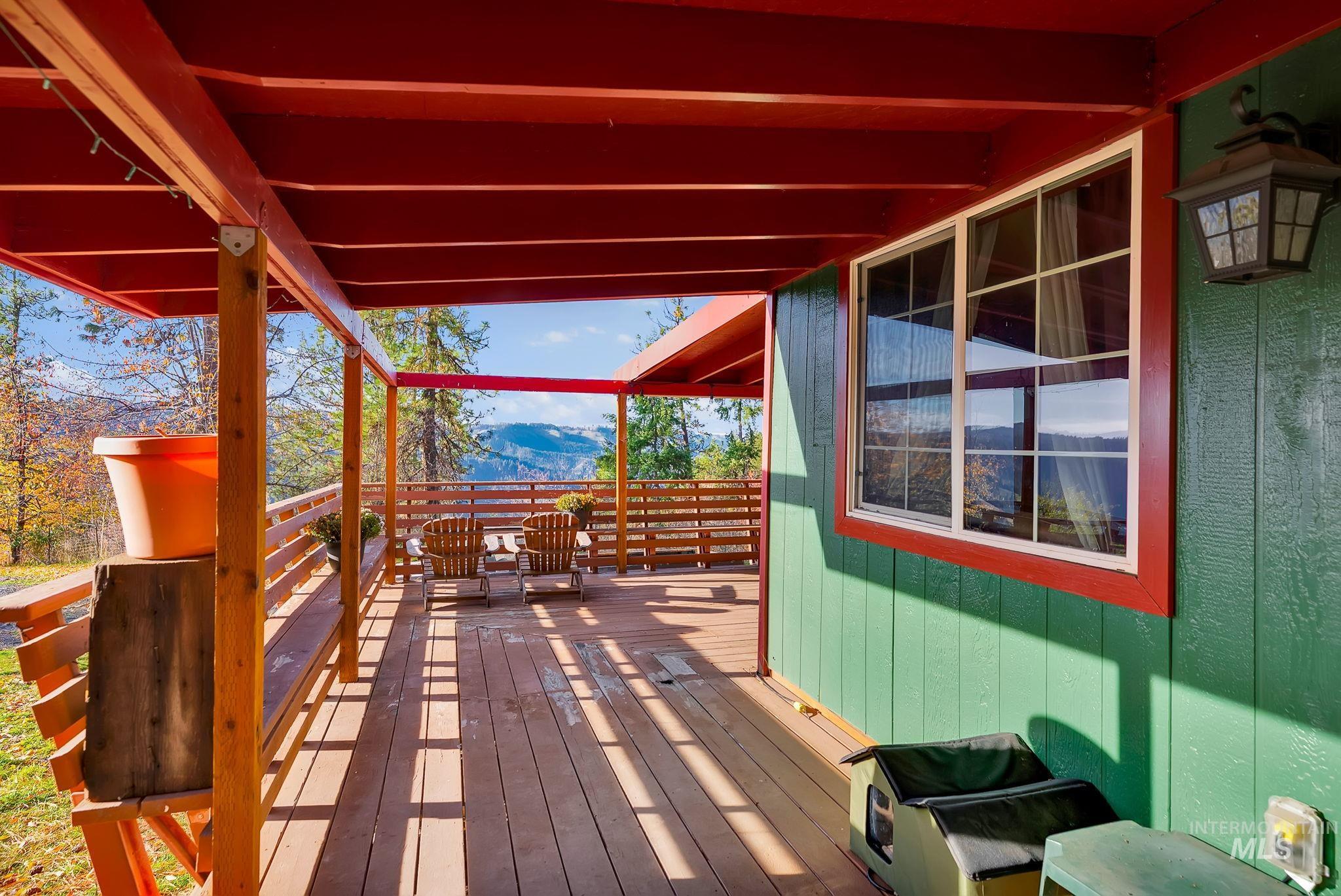Deck featuring a mountain view