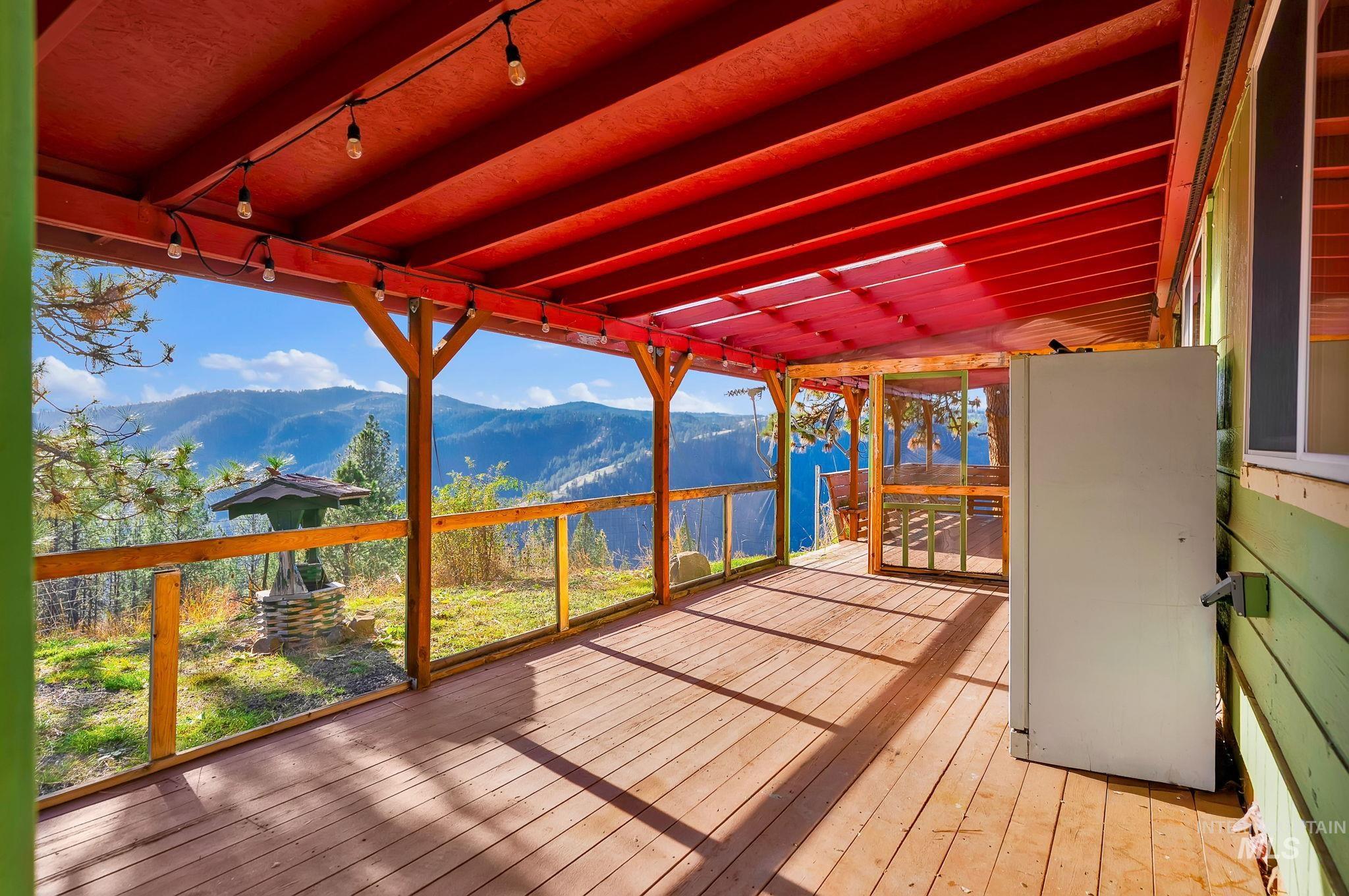 Deck featuring a mountain view
