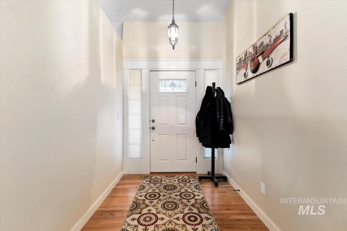 Entryway featuring light wood-type flooring