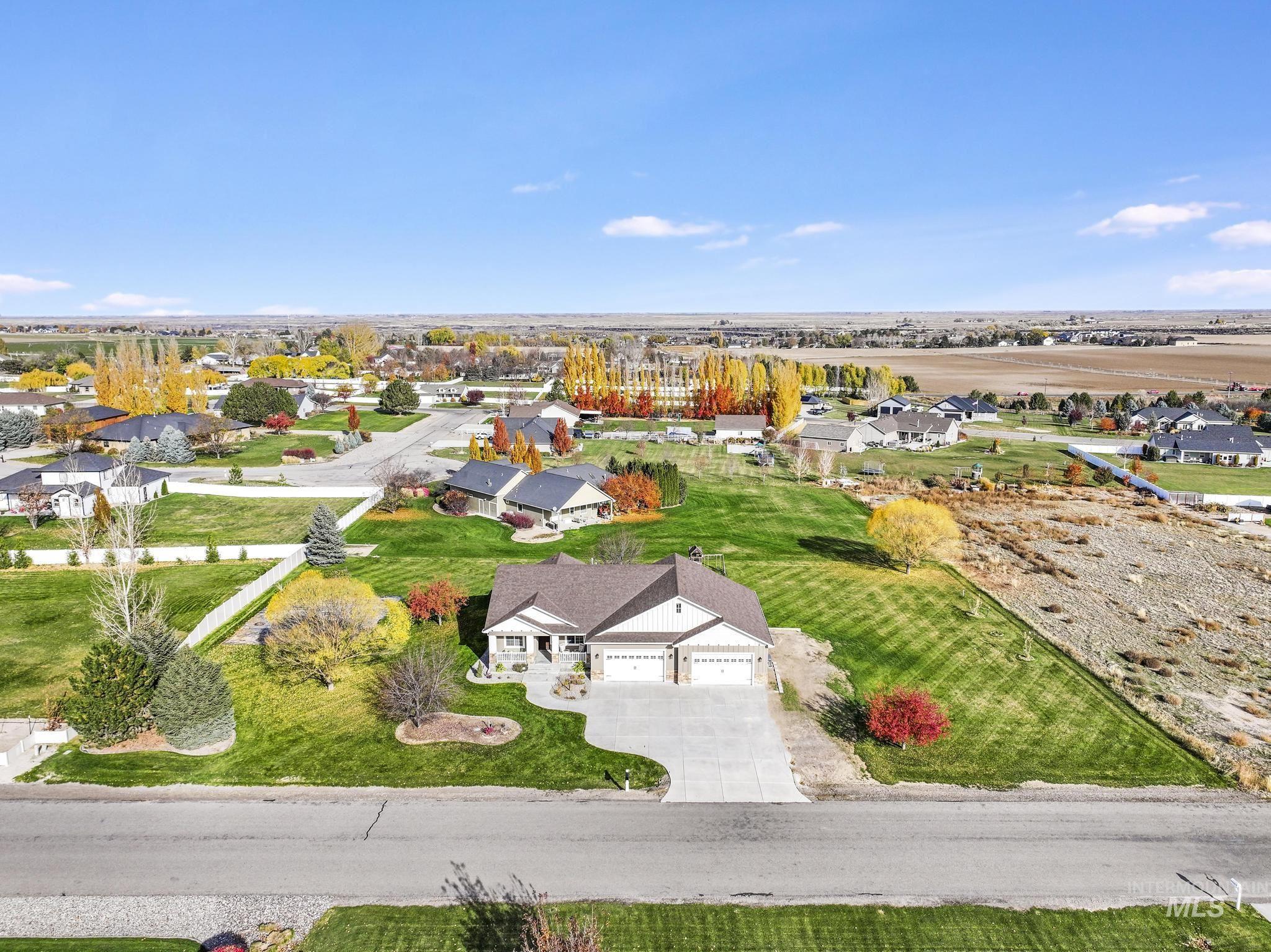 Aerial perspective of suburban area