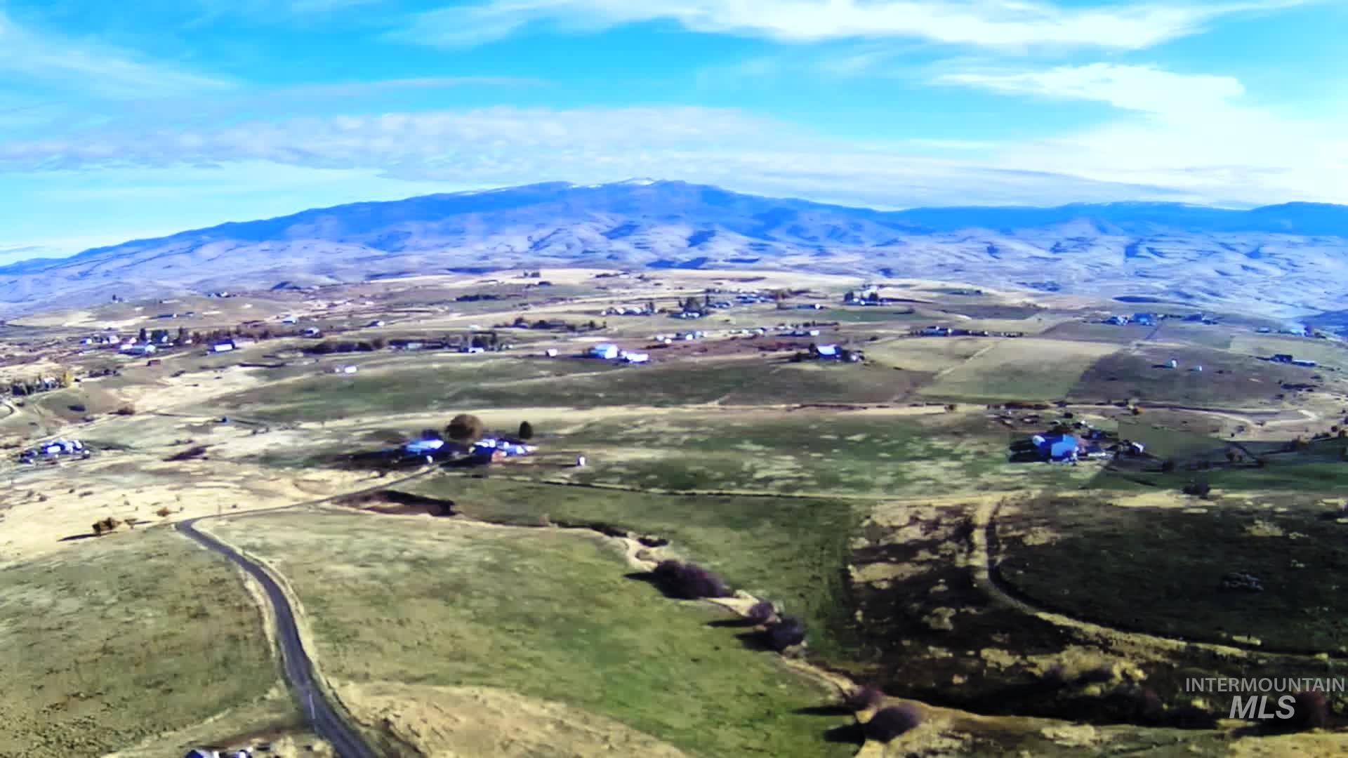 Overview of rural landscape with mountains