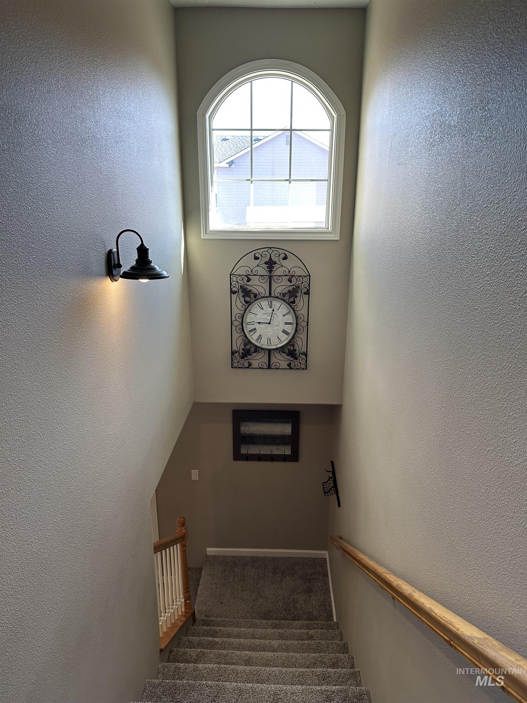 Stairs with a textured wall