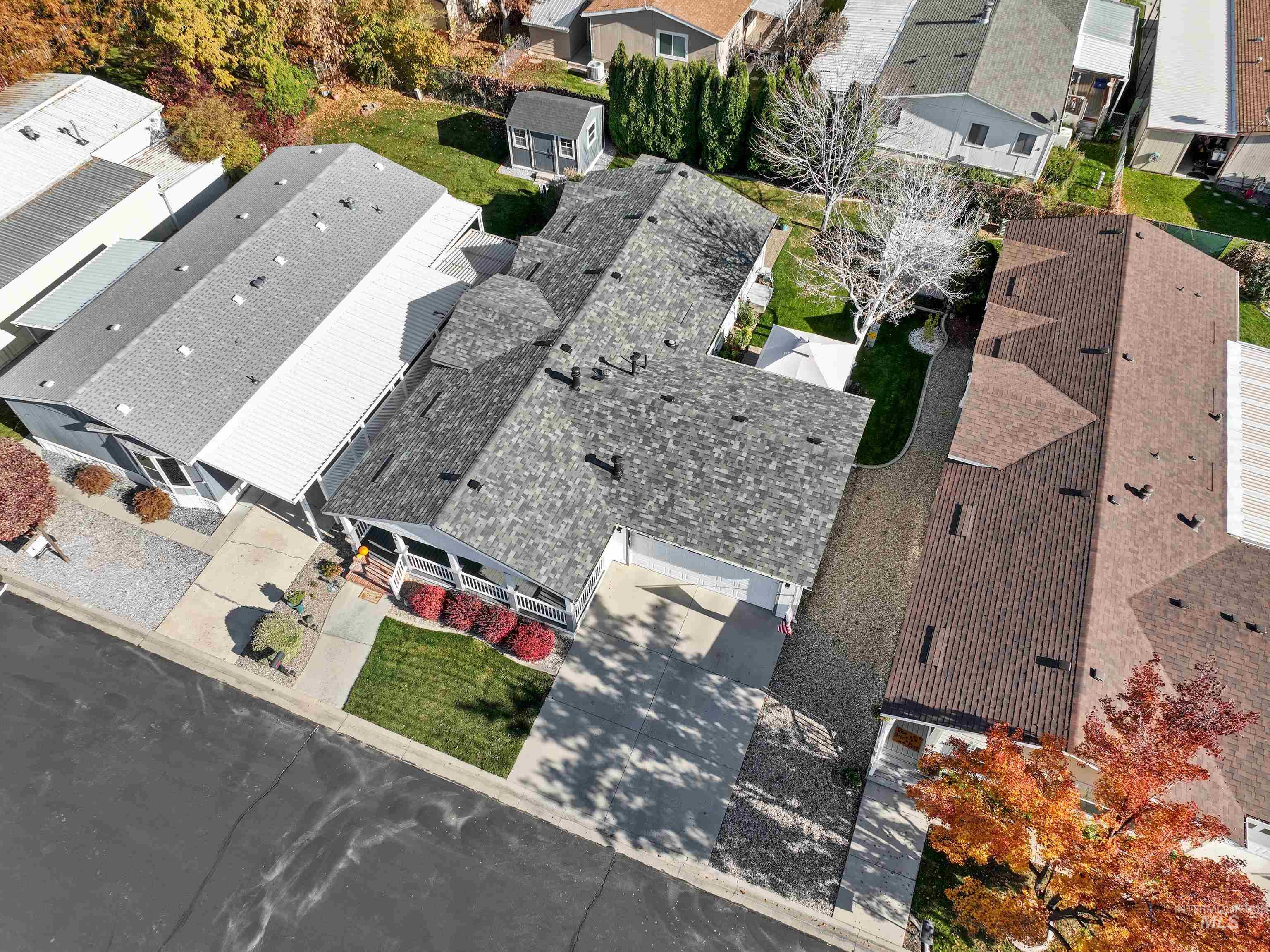 Aerial perspective of suburban area