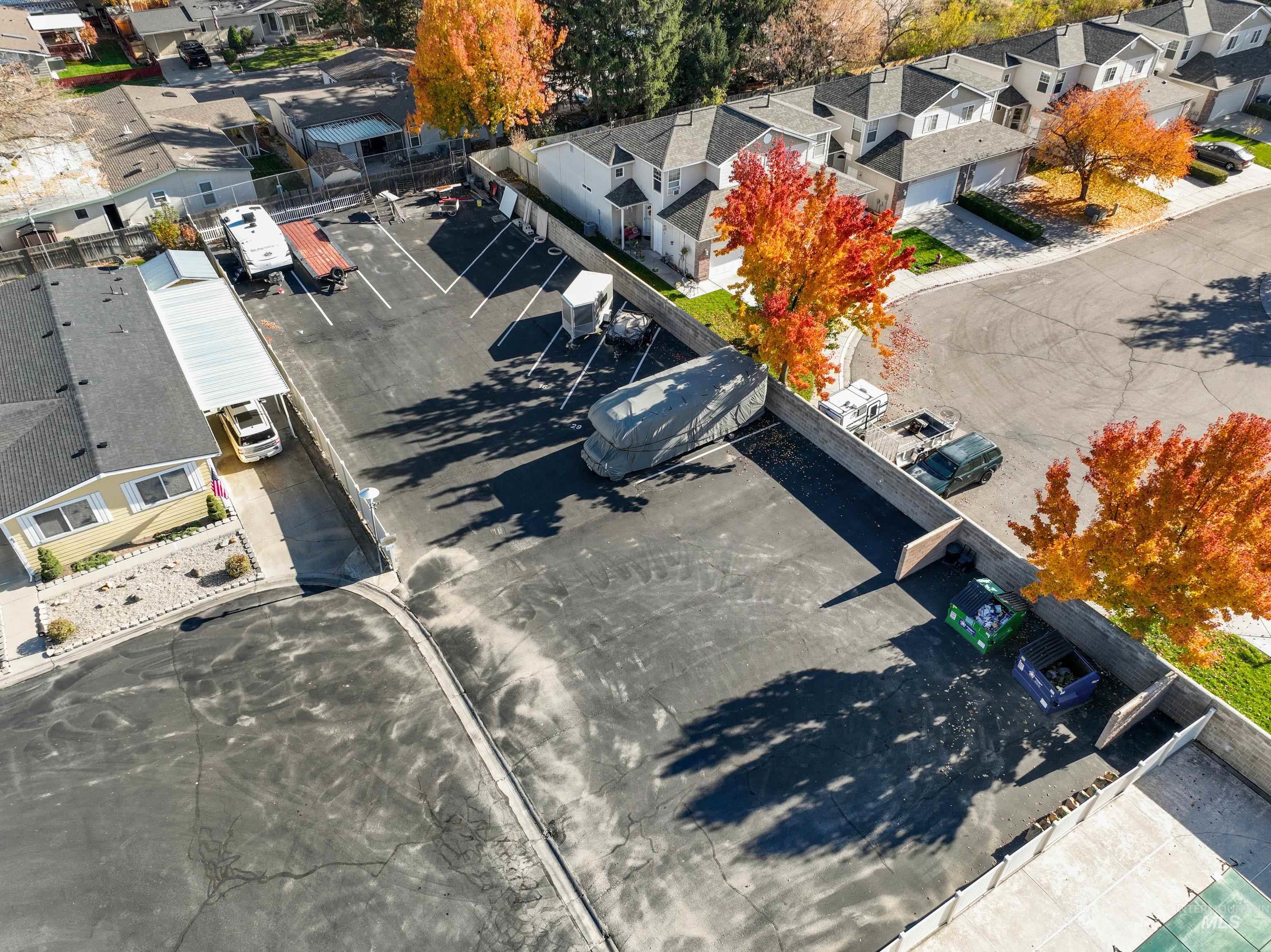 Aerial perspective of suburban area