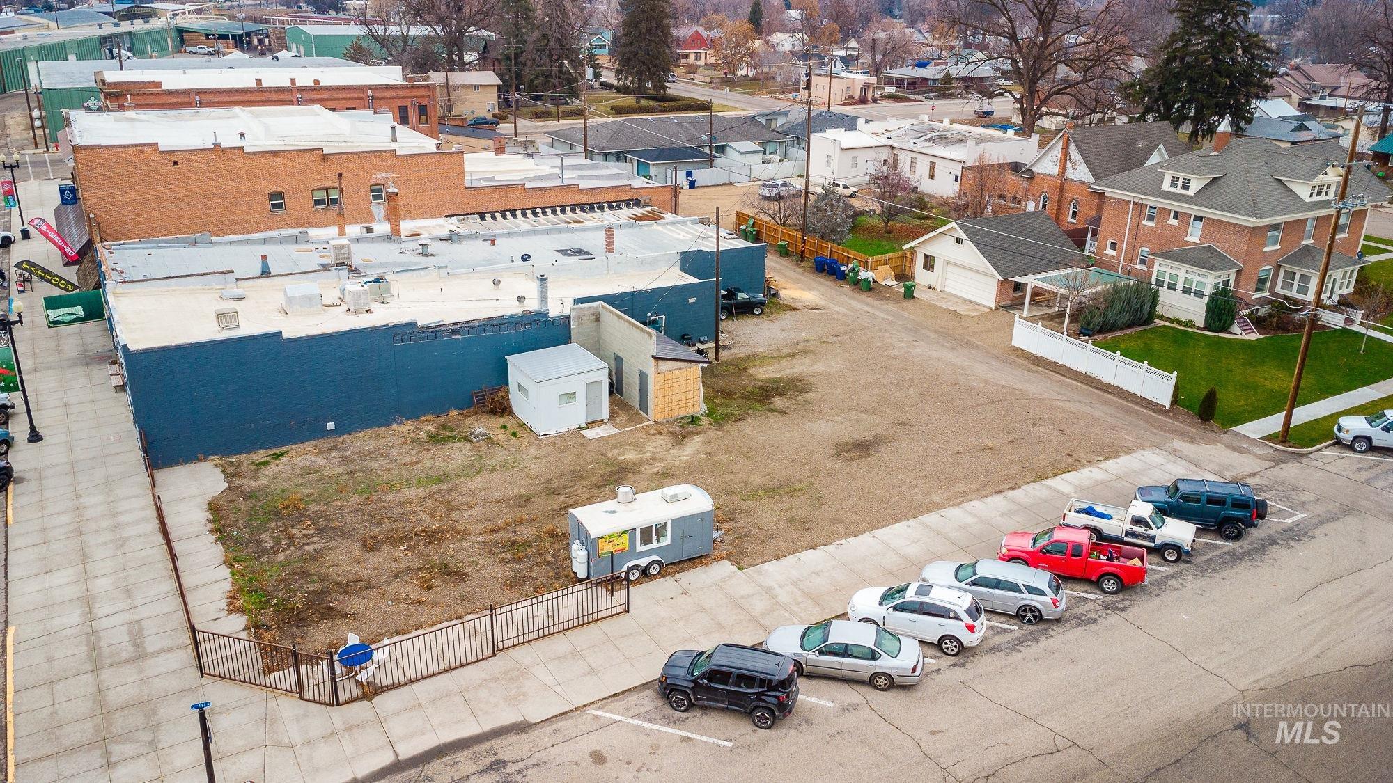 Aerial perspective of suburban area