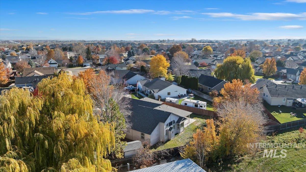 Aerial perspective of suburban area