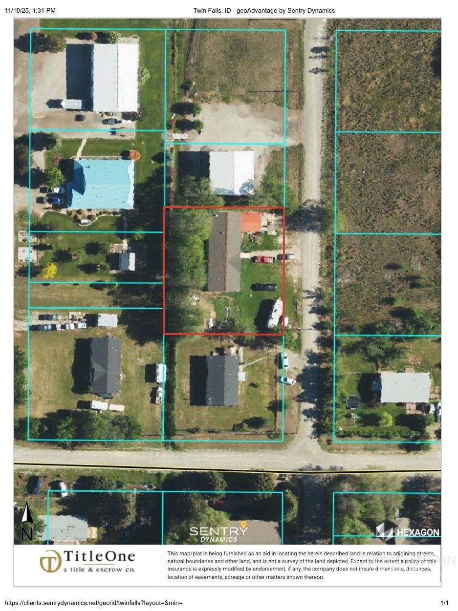 Aerial view of property's location with property boundaries highlighted